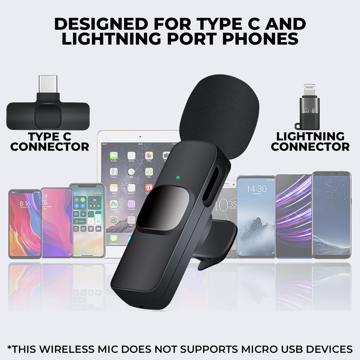 WRADER K8 wireless lavalier microphone for iphone & android