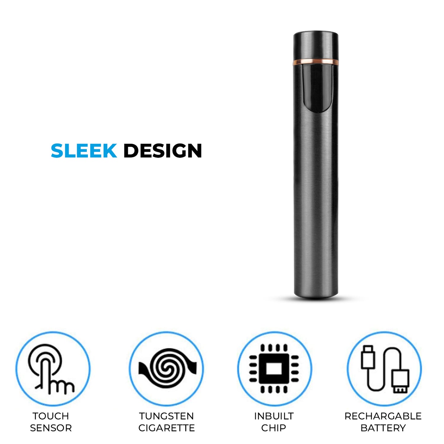 WRADER Round USB Cigarette Lighter for Men & Women(black)