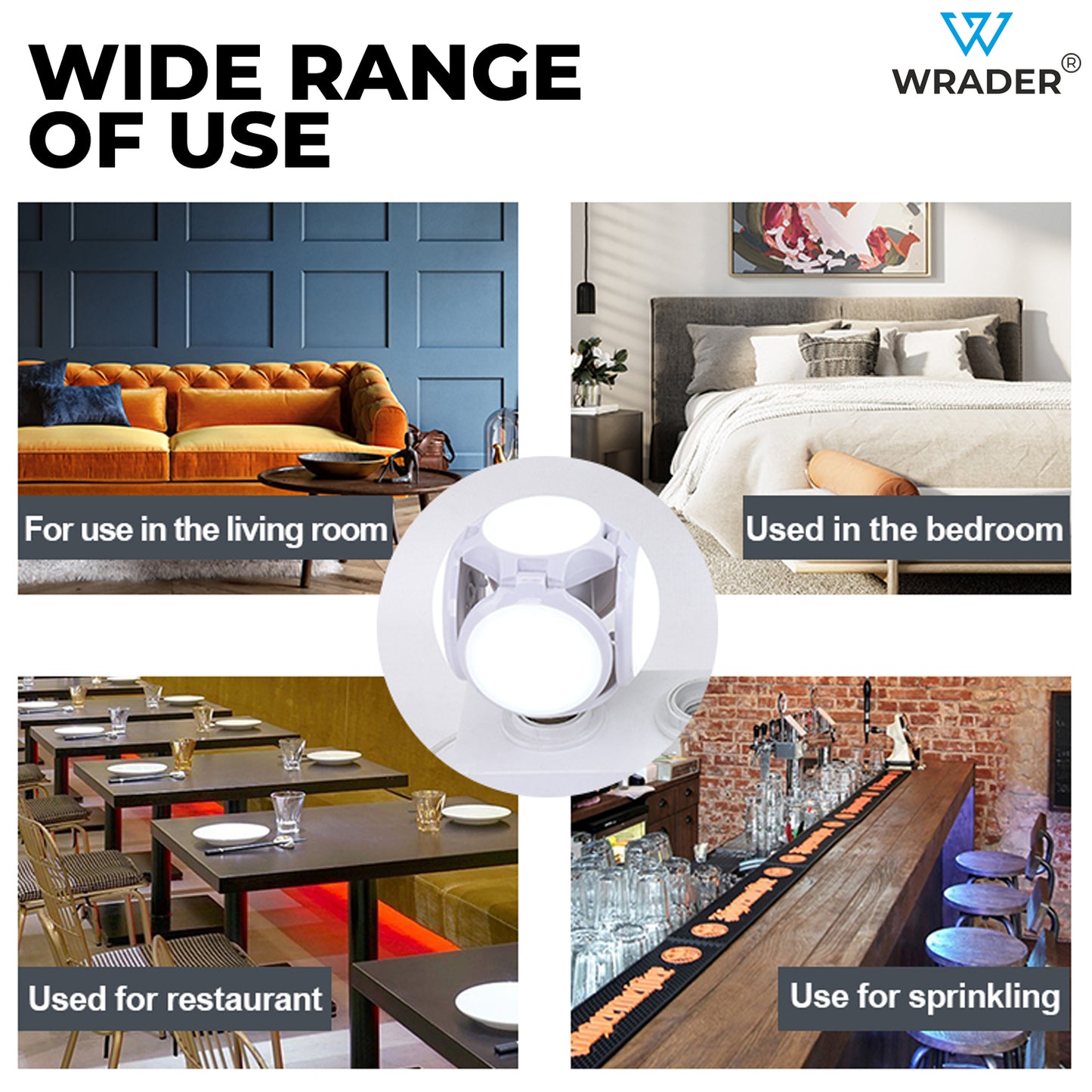 WRADER 40 Watt 5 In 1 LED Light UFO B22 Holder Fitting Football LED Light Bulb for Living Room, Office, Kitchen, Laundry Room, Garage, Bedroom, Hall