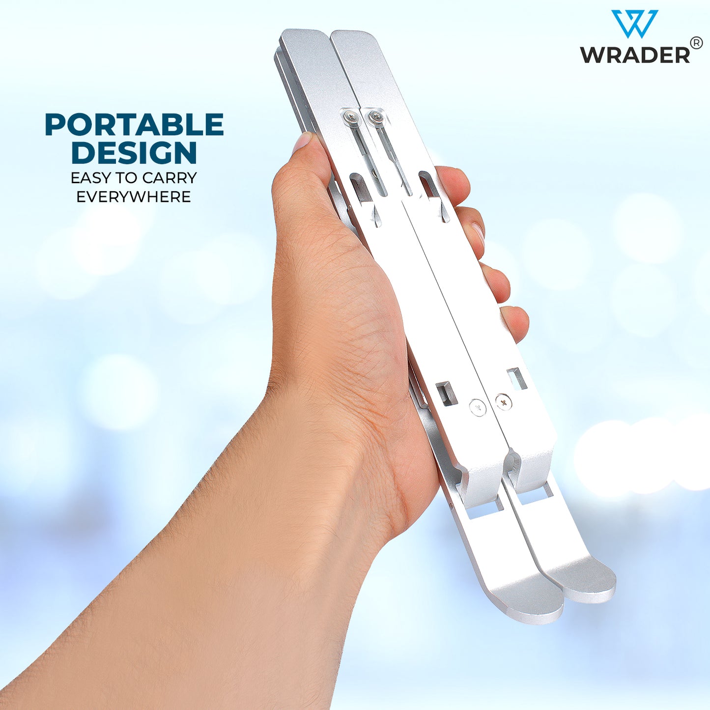 WRADER Aluminium Laptop Stand Foldable Laptop Stand, Notebook Stand Compatible with All 10 inch to 15.6 inch Laptops and Tablets