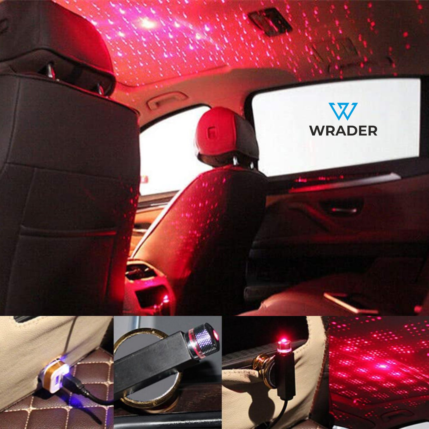 WRADER UPGRADED VERSION 2.0 Car LED Roof Light Flexible 360 Degree Star Light for Cars Trucks Bedroom Home Décor Hall Garage