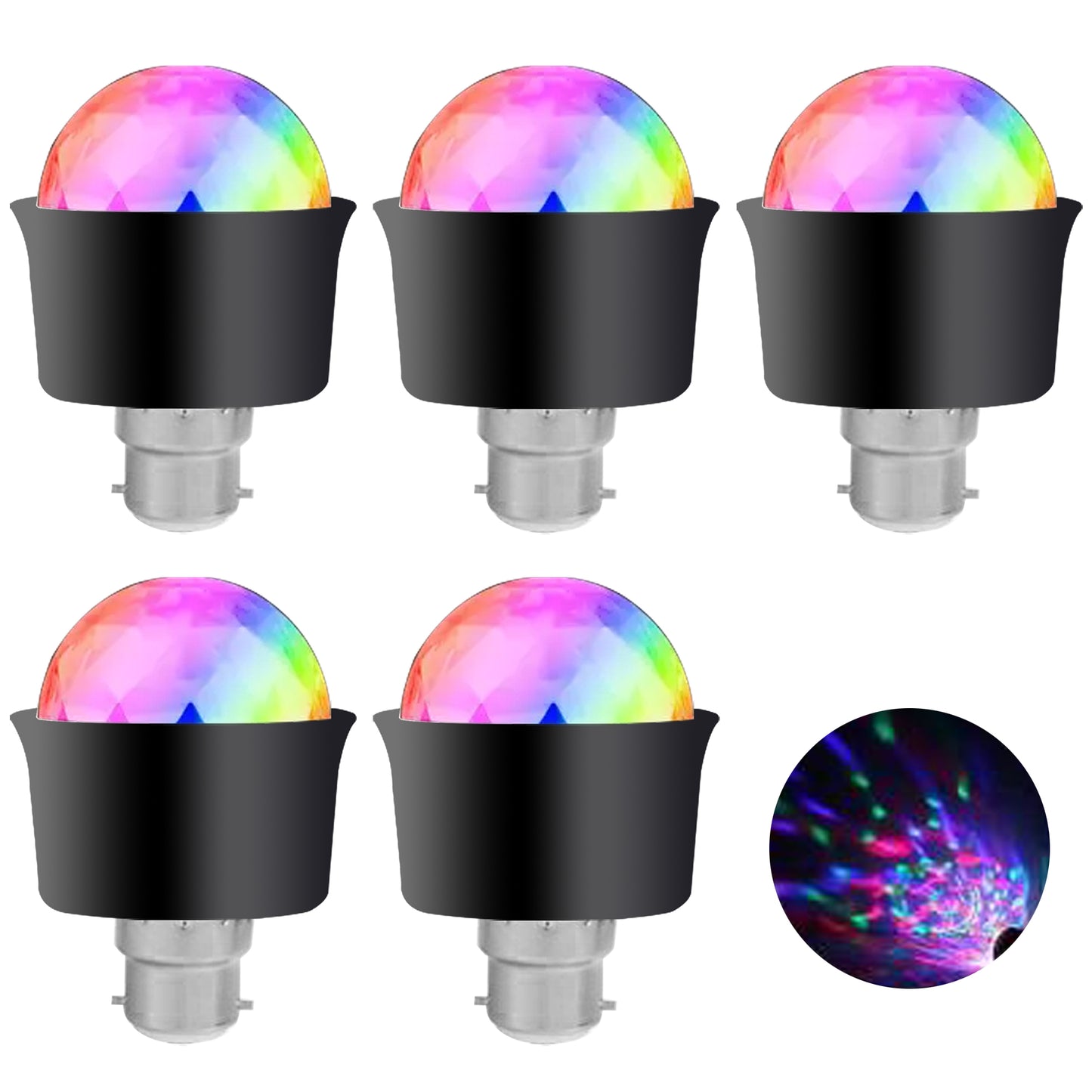 WRADER Small Mini DISCO DJ Projection Bulb for Room Party Stage and Diwali Single Disco Ball