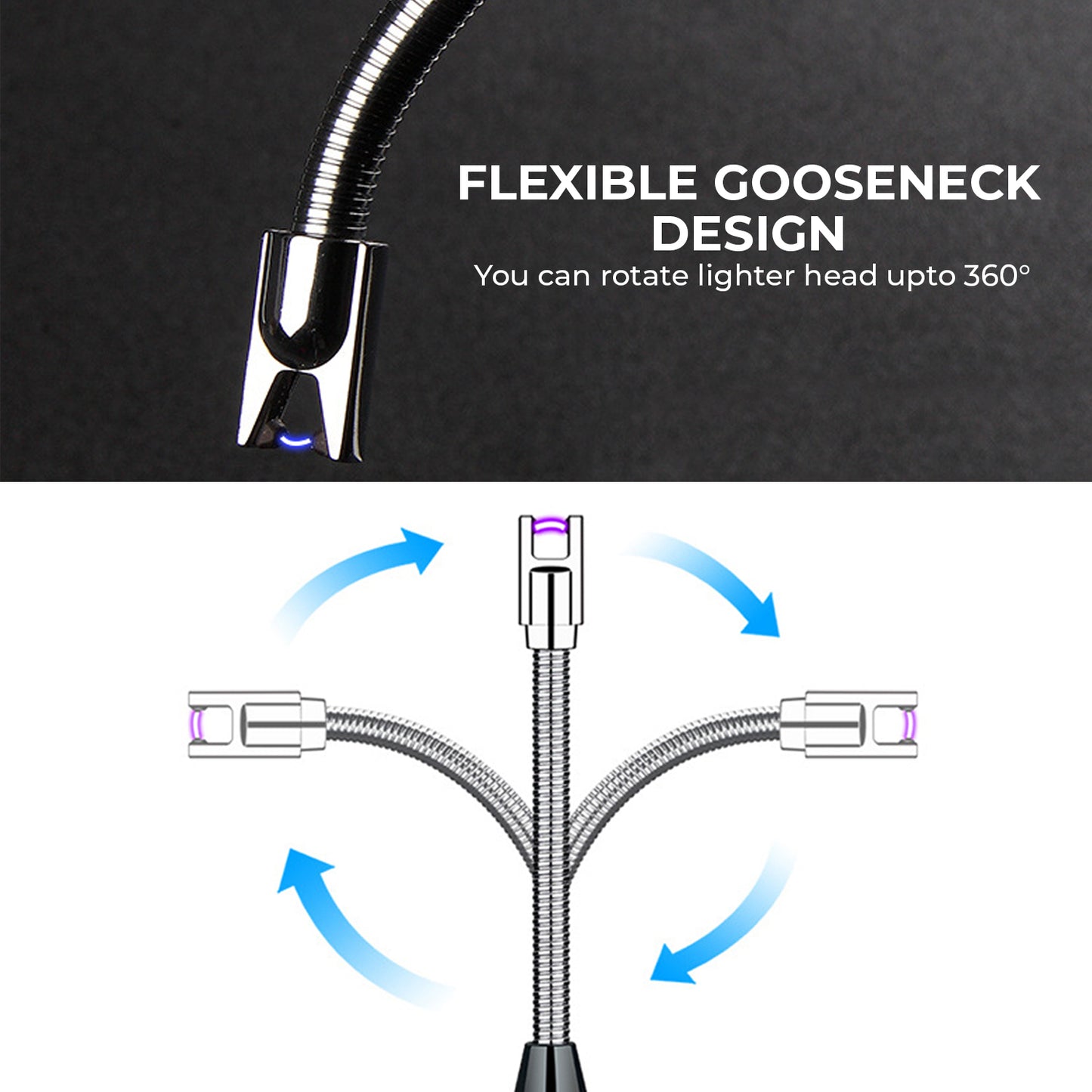 360 Degree Flexible Handheld Long Neck Electric Gas Lighter BBQ Lighter Rechargeable Lighter for Candles Gas Bonfire