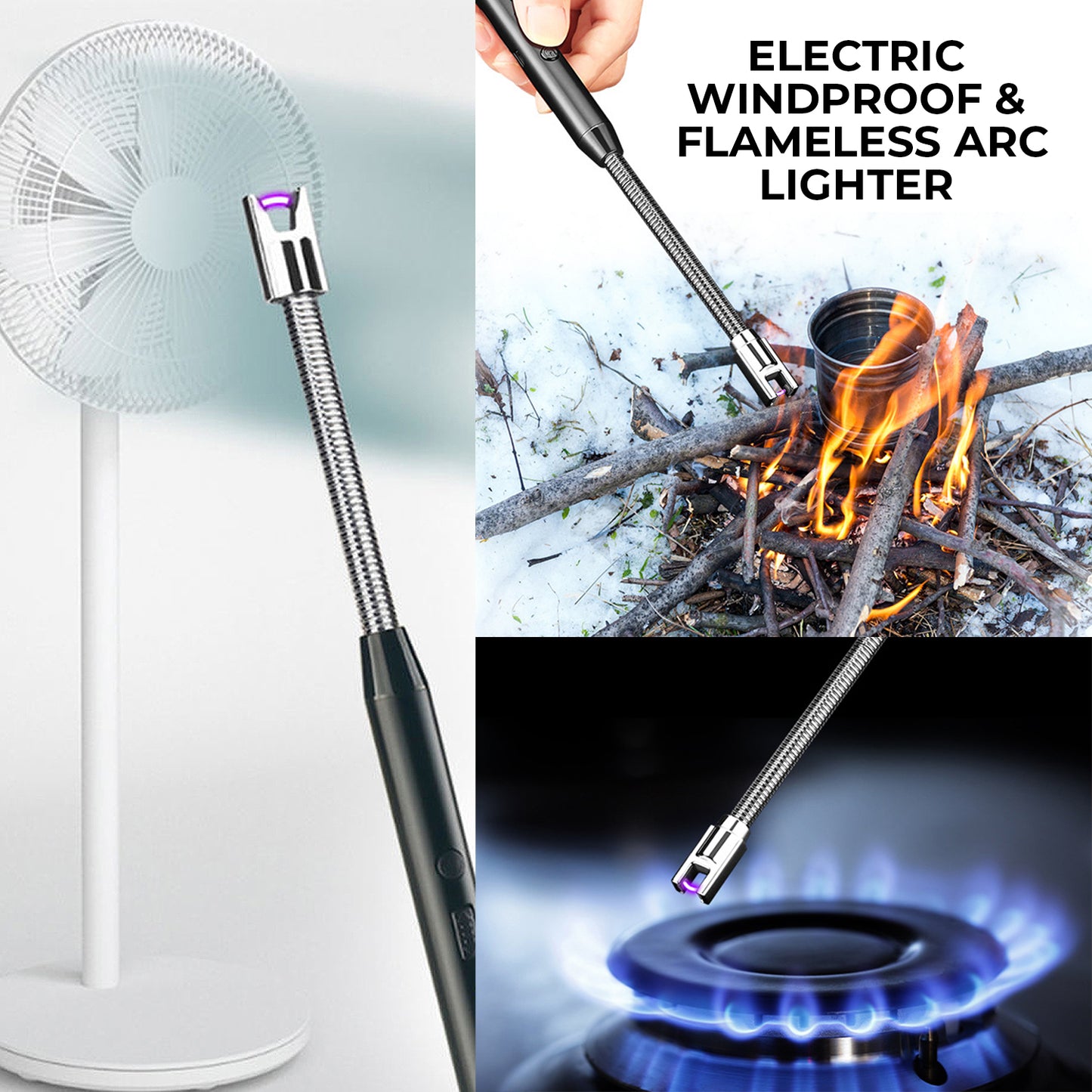 360 Degree Flexible Handheld Long Neck Electric Gas Lighter BBQ Lighter Rechargeable Lighter for Candles Gas Bonfire