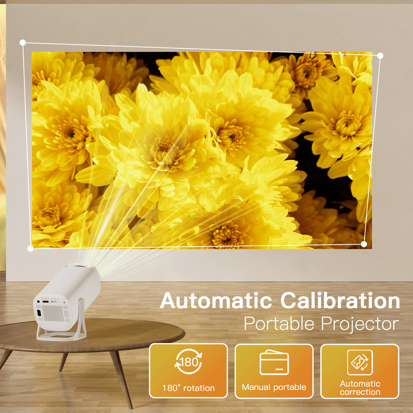 Portable Smart Wireless Projector FHD/UHD LED Multimedia Android OS Diffuse Reflection No Ads
