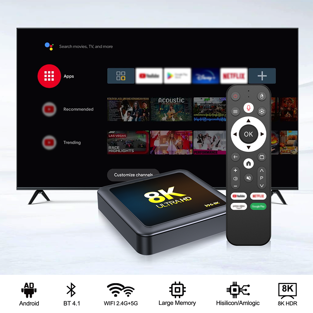 I96 Android TV Box with Voice Control – 1080p Full HD Streaming