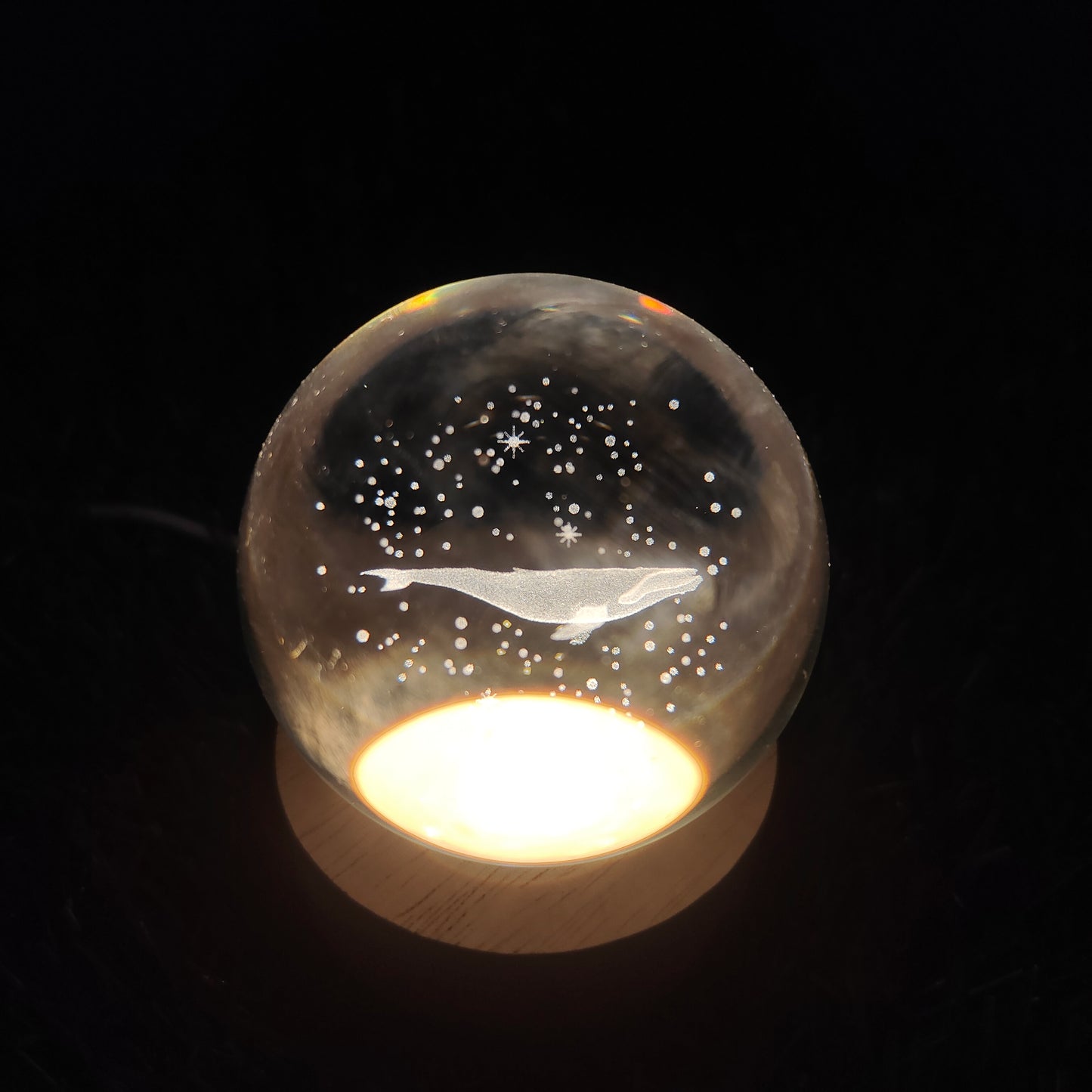 3D whale Crystal Ball Night Lamp For Decorate Rooms / Bedroom / Office / Studio Etc
