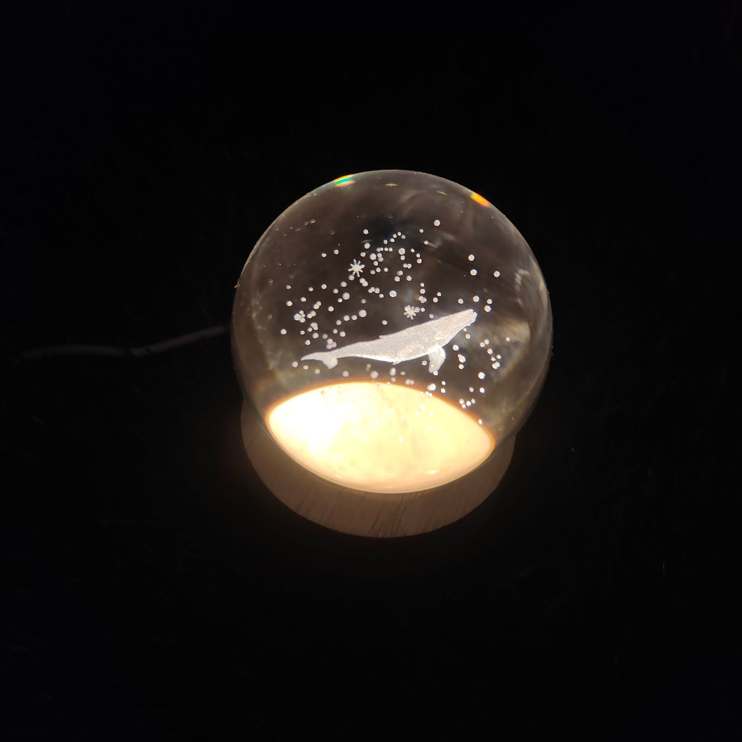 3D whale Crystal Ball Night Lamp For Decorate Rooms / Bedroom / Office / Studio Etc