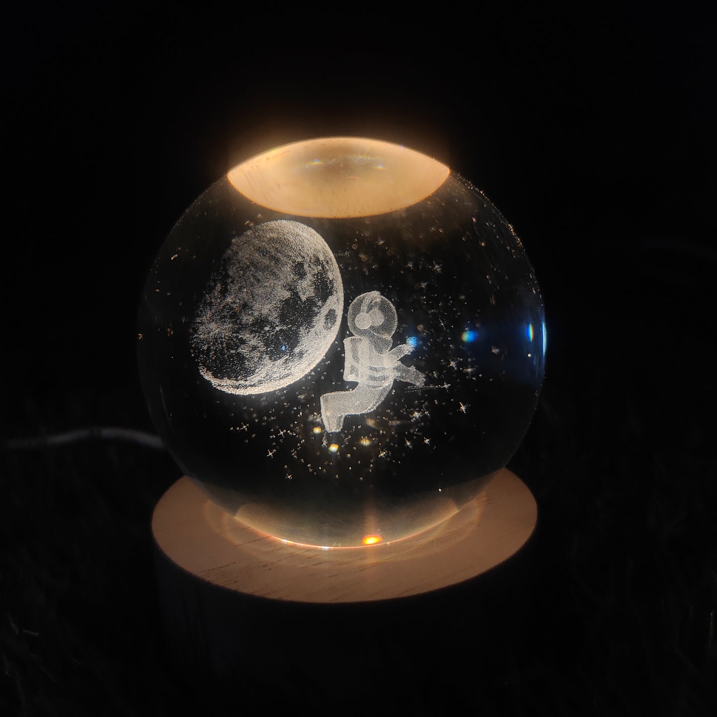 3D Astronaut with Moon Crystal Ball Lamp For Home / Office / Bedroom