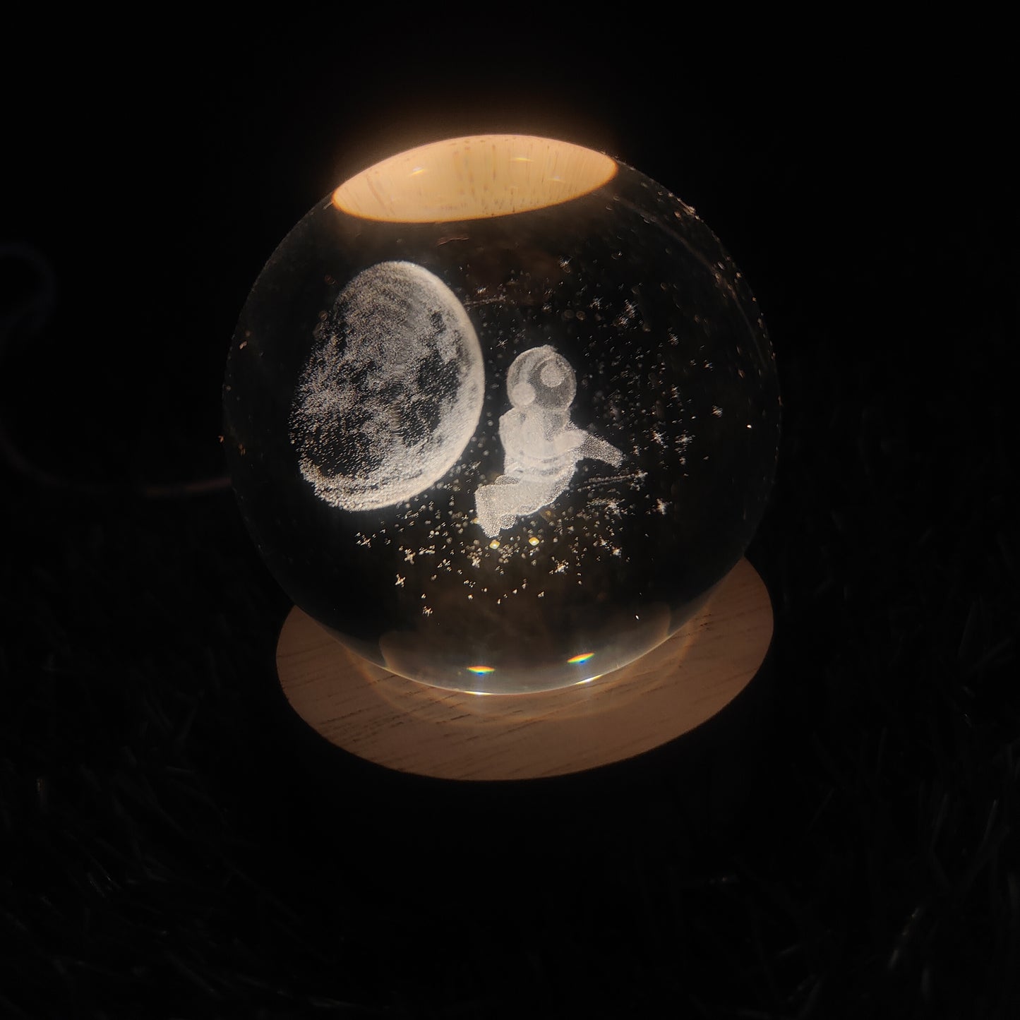 3D Astronaut with Moon Crystal Ball Lamp For Home / Office / Bedroom