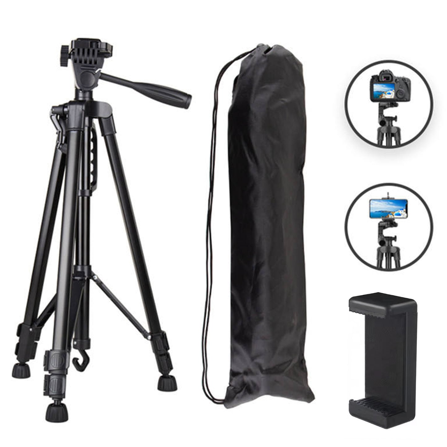 WRADER Metal Tripod with Clip Tripod Stand for Mobile DSLR Camera and Video Camera Tripod (Black, Supports Up to 5000 g)