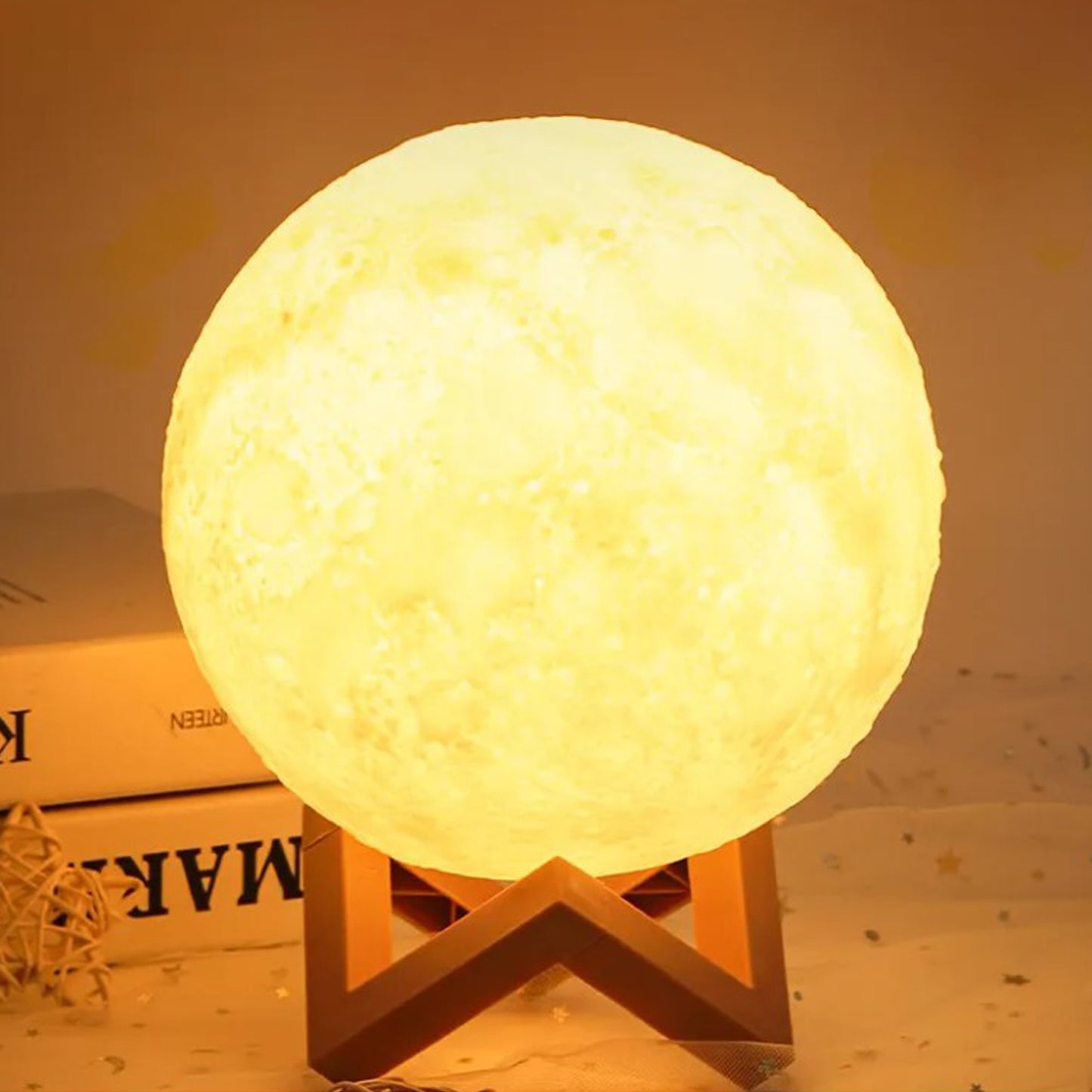 WRADER 3D Moon Lamp Night Moon Lamp with 7 Colors Light Glowing Modes Moon Light Night Lamp (15cm, Off-White)