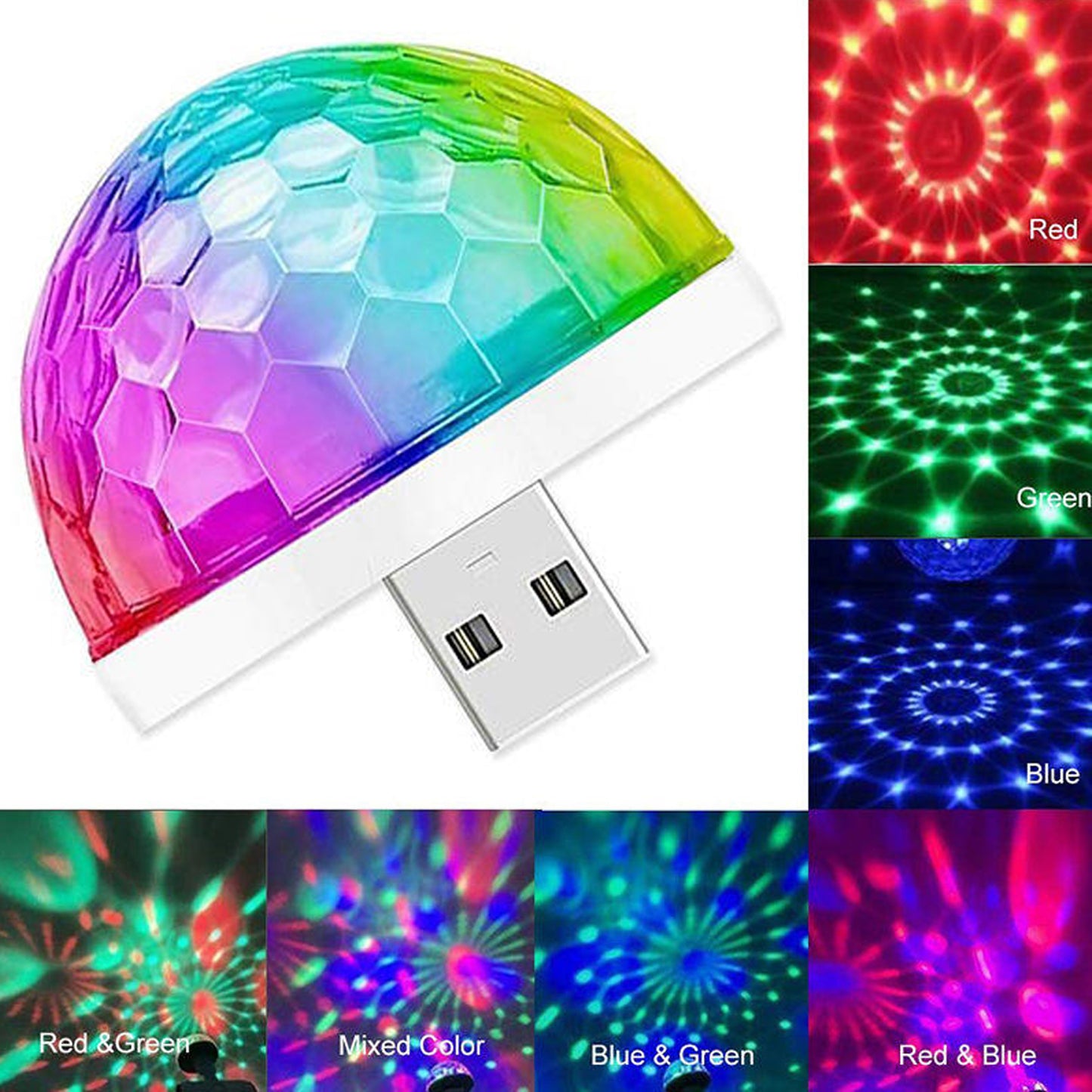 WRADER Upgraded Quality USB Disco Light LED Disco Projection Light for Home Bedroom Single Disco Ball