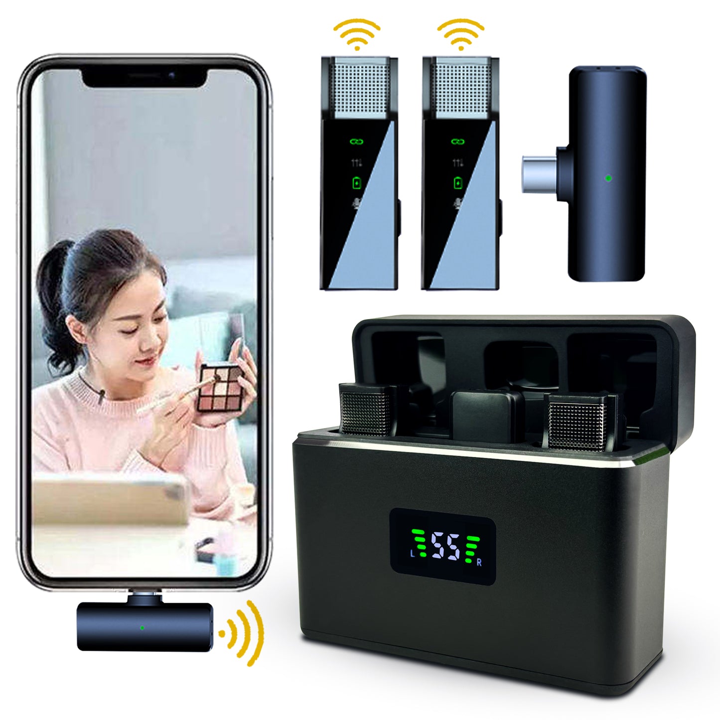 WRADER S36 Wireless Microphone For Type C Devices Android & iPhone Compatible with Noise Cancellation Feature Clear Crystal Audio Quality