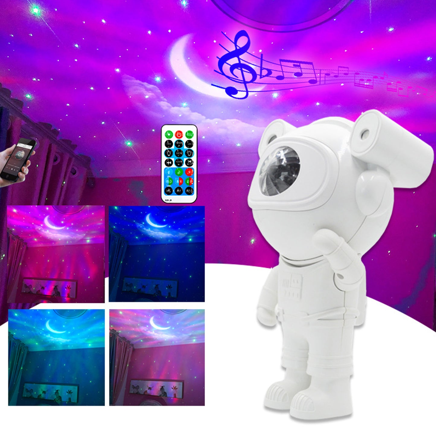 WRADER Galaxy Star Lamp with Speaker Nebula Astronaut Lamp for Kids Starry Moon Light Night Lamp