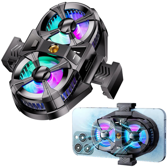 WRADER SL07 Mobile Cooler Fan for Gaming Android & iPhone Compatible Cooling Fan For Game Long Filming Cooling Pad (Black)