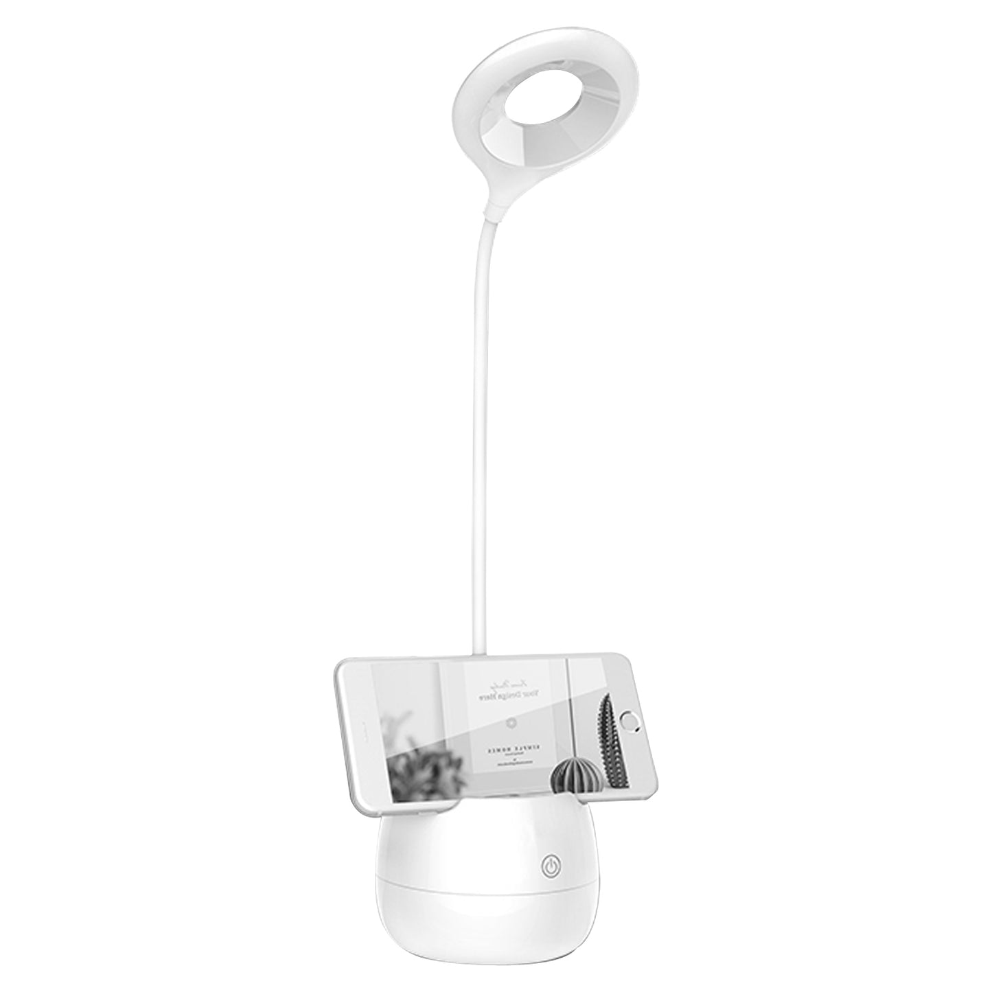WRADER USB Rechargeable 360 Degree Flexible Study Lamp with Storage Slot for Pen Holder Study Lamp (50 cm, White)