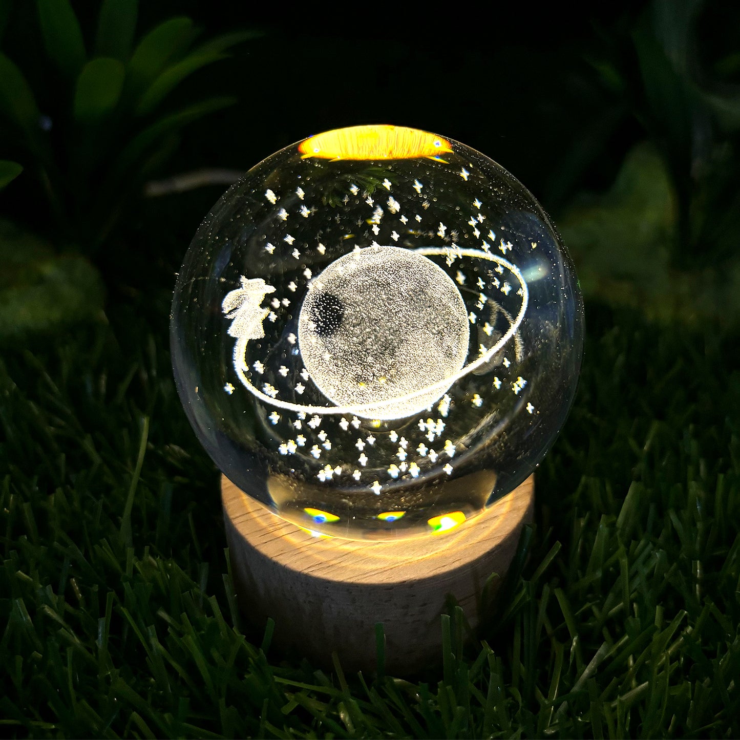 3D Uranus Crystal Ball Night Table Lamp For Decorate Home Room Decoration / Bedroom Decoration / Office / Studio Etc