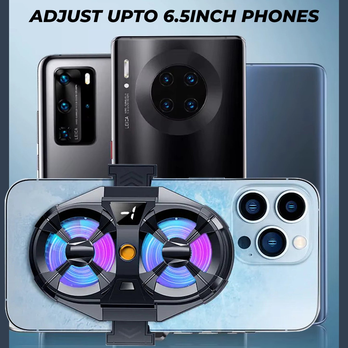 WRADER SL07 Mobile Cooler Fan for Gaming Android & iPhone Compatible Cooling Fan For Game Long Filming Cooling Pad (Black)