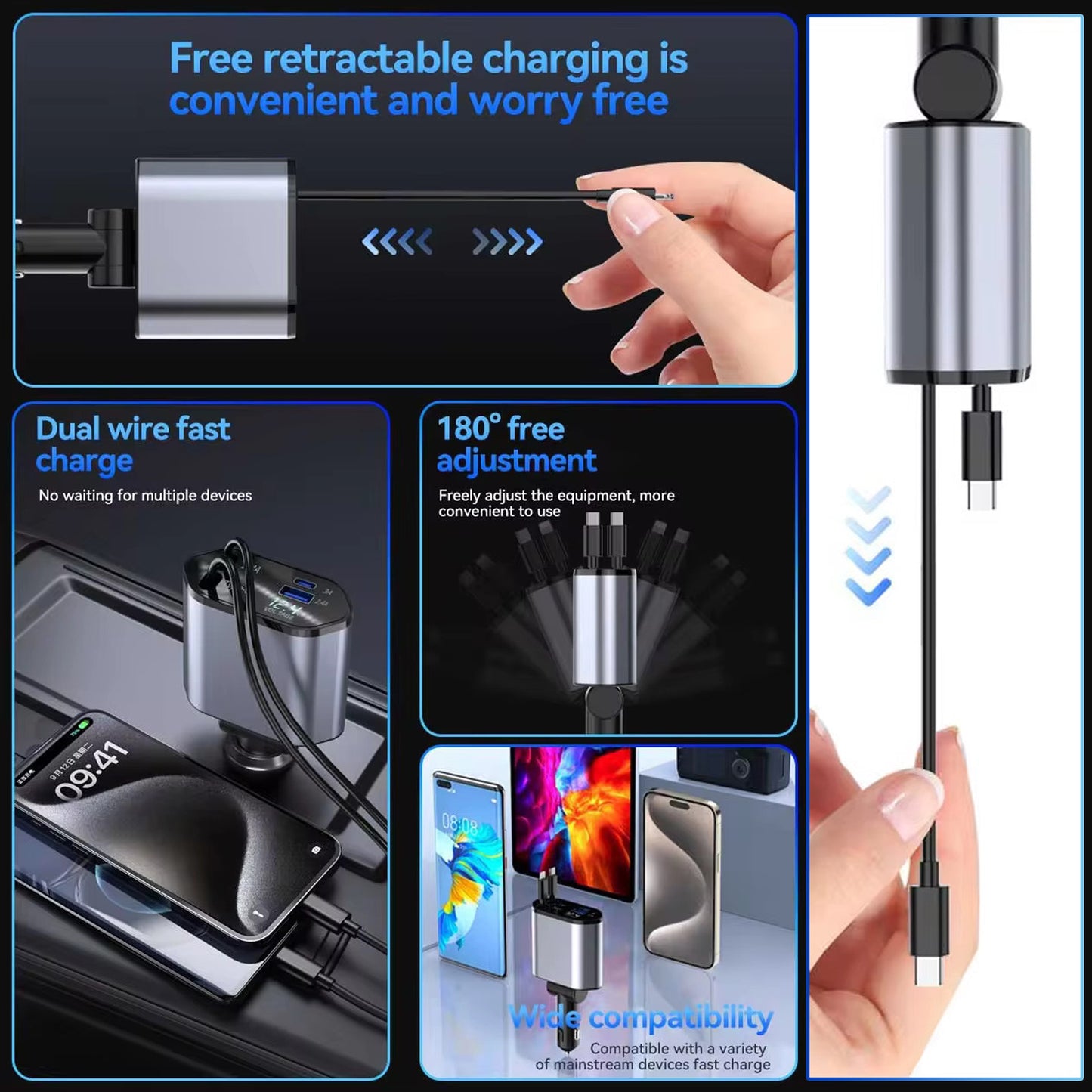 WRADER 3 Amp Qualcomm Certified Turbo Car Charger For All Cars