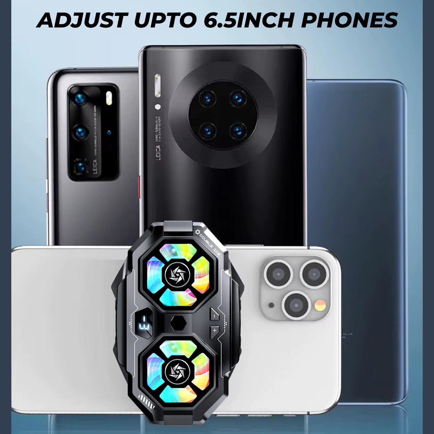 WRADER SL22 Mobile Cooling Gaming Fan for All Smartphones Android & iPhone Game Long Filming Mobile Gaming Cooling Pad (Black)