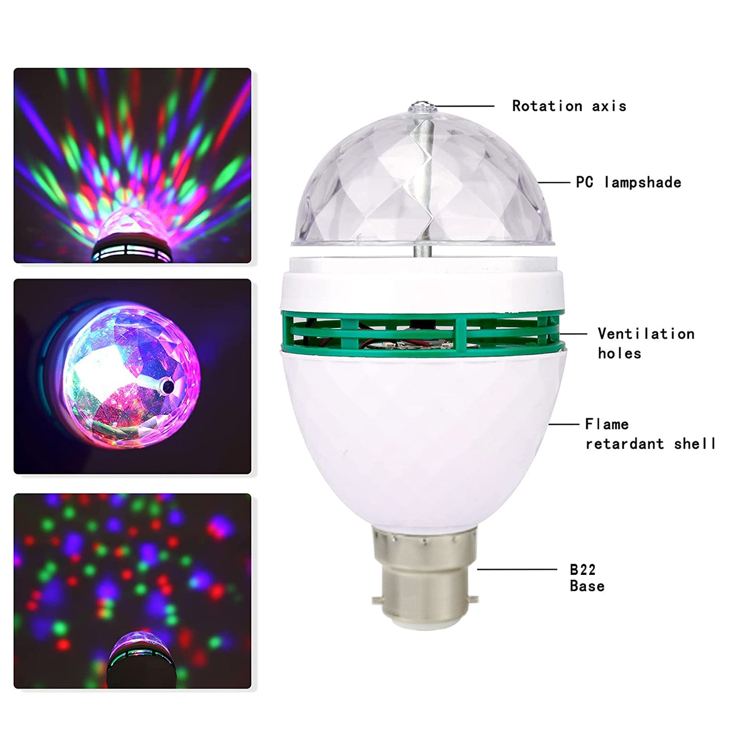 WRADER UPGRADED_VERSION RGB Multicolor Disco Bulb Rotating Bulb Dj Bulb Party Bulb Ceiling Lamp