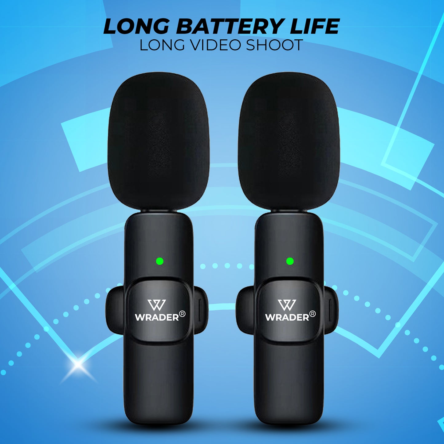 WRADER K9 Wireless Mic with Noise Cancellation for Vlogs, Video Recording Mobile Microphone