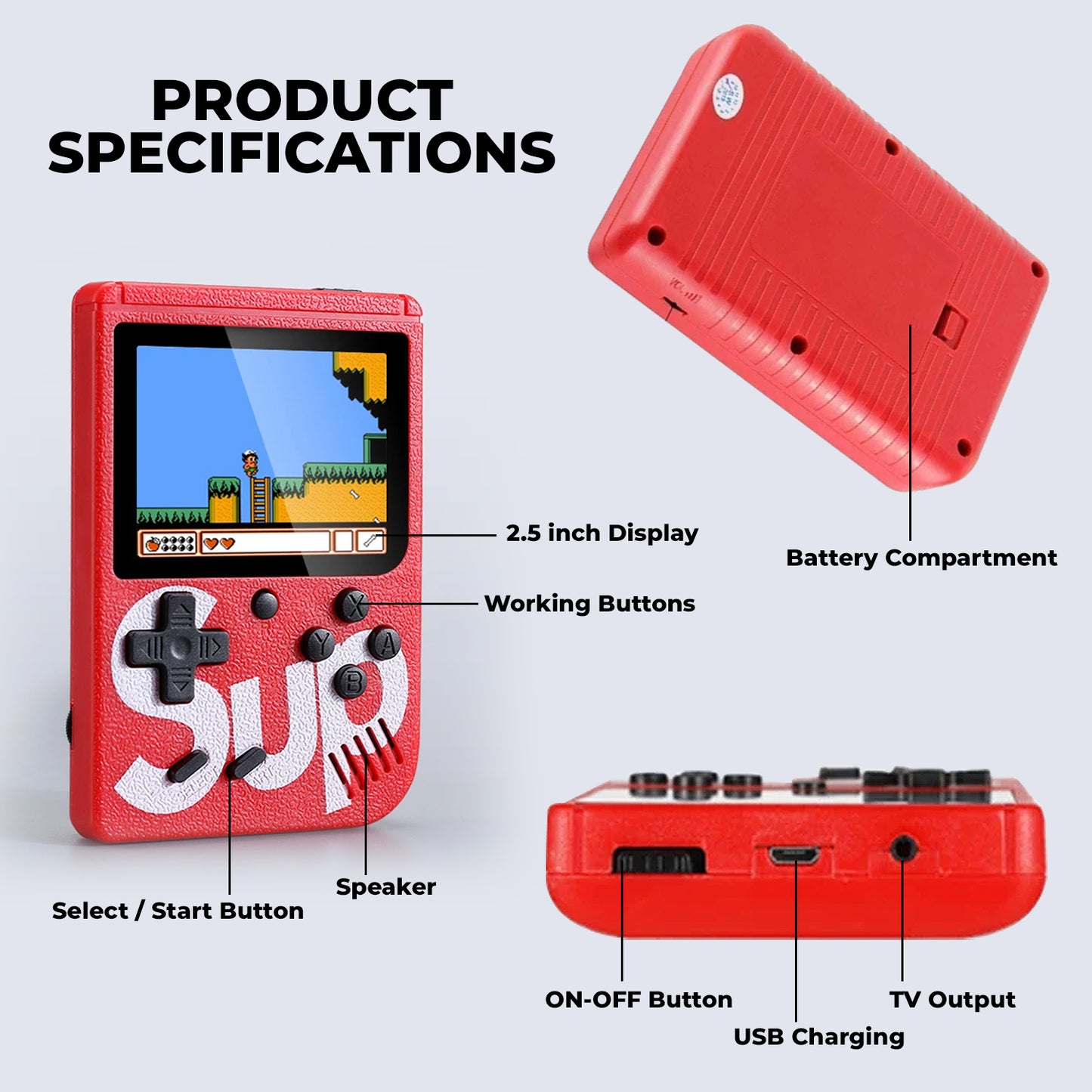 SUP Game Console Retro View Gaming, TV Support Handheld with 400 Classic Game like Contra Series, Super Mario Series etc