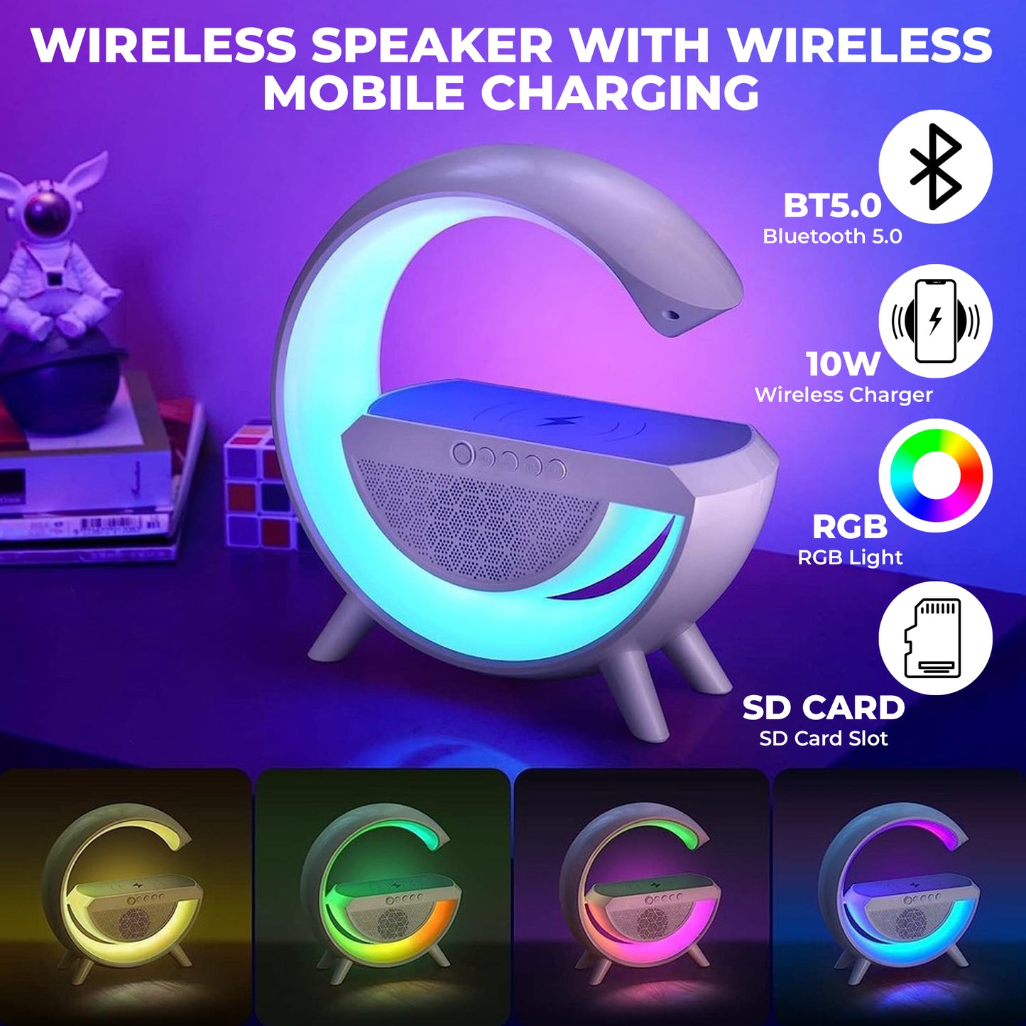 WRADER Wireless Charger Accessory Combo for 3in1 G Shape Bluetooth Speaker Wireless Charging Supported iOS Phone and Mobiles