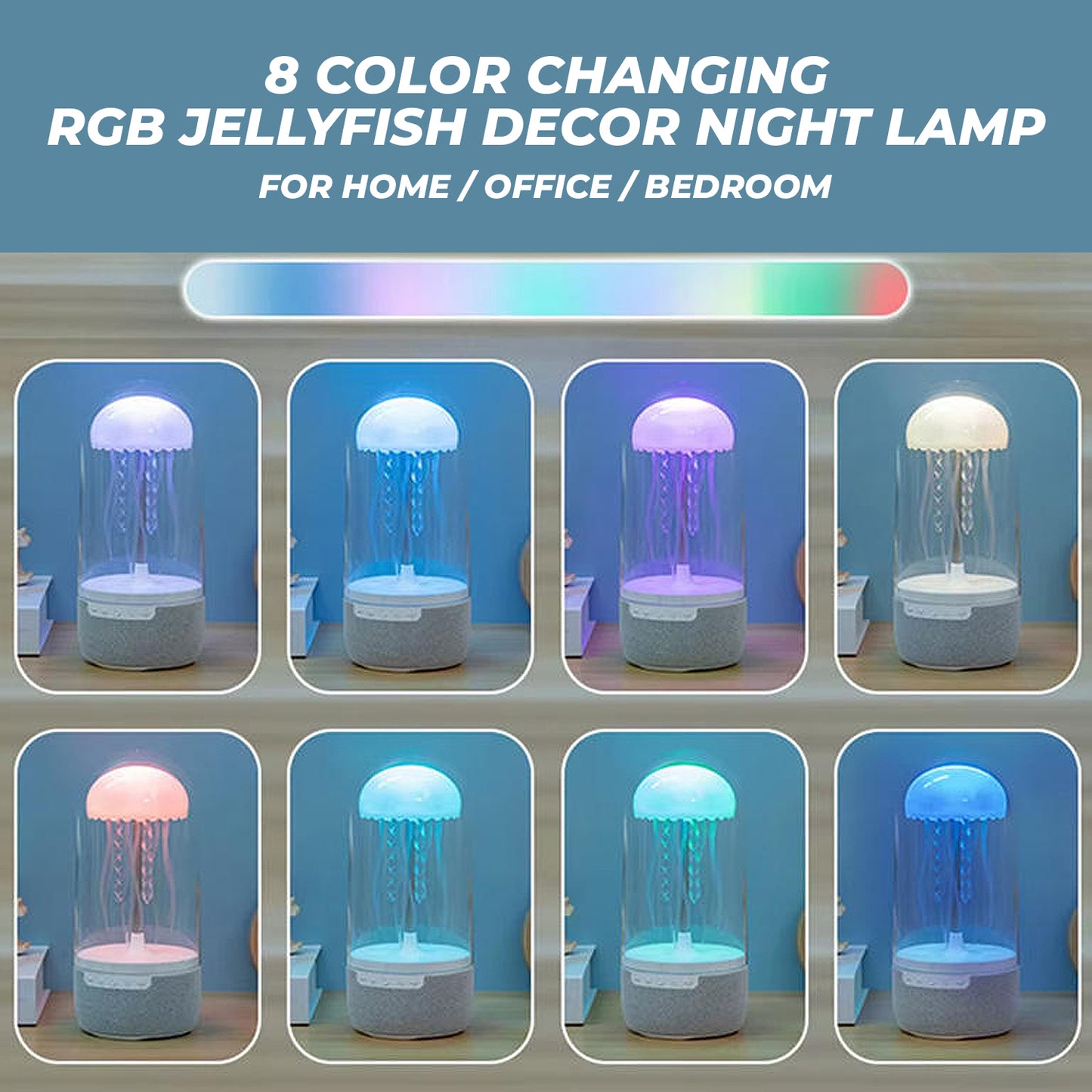 RGB Jellyfish Night Light with Bluetooth Speaker – Colorful LED Mood Lamp for Bedroom & Relaxation