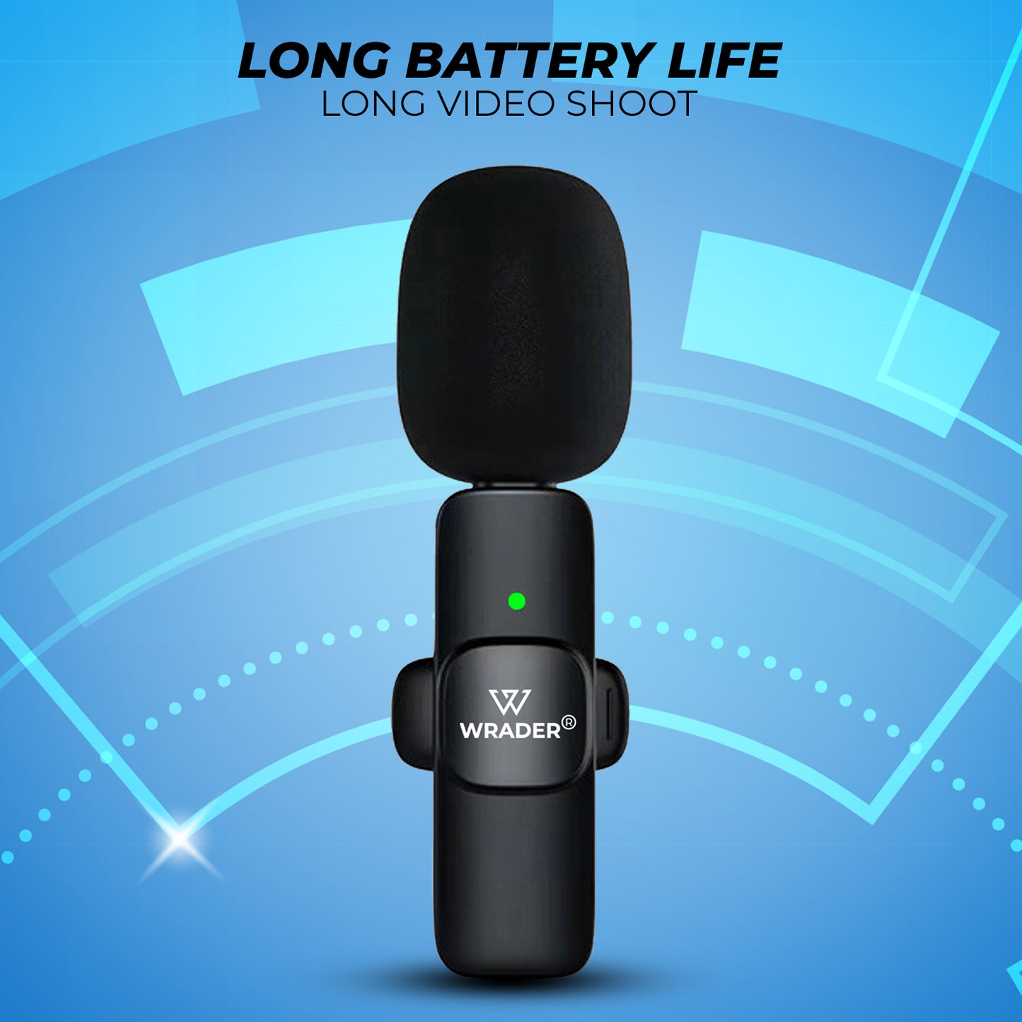 WRADER Single User Wireless Mic with Noise Reduction for Type C Mobile / iPhone Collar Microphone
