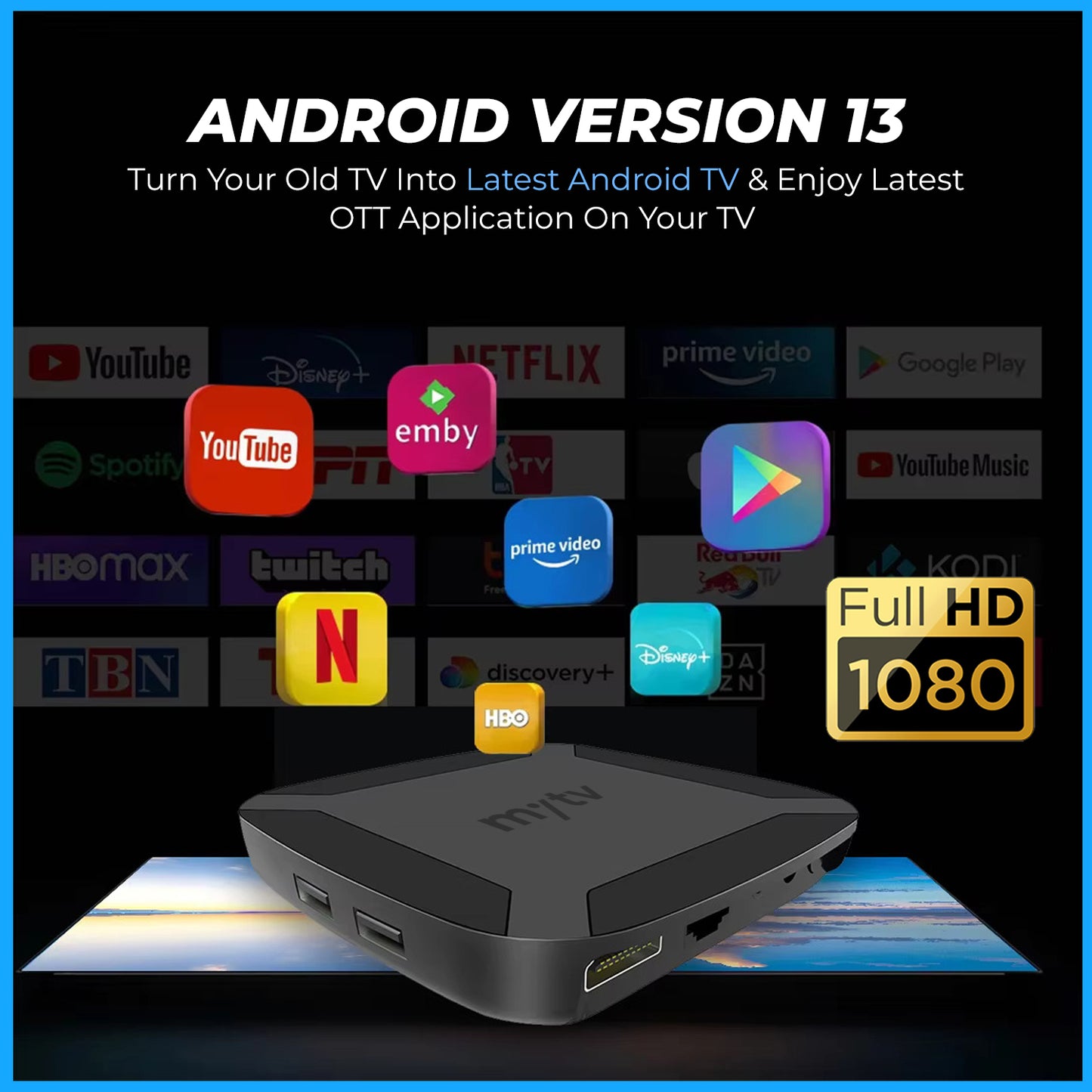 My tv Full HD 1080p Smart Android TV Set-Top Box with Built-in Chromecast & Google Assistant