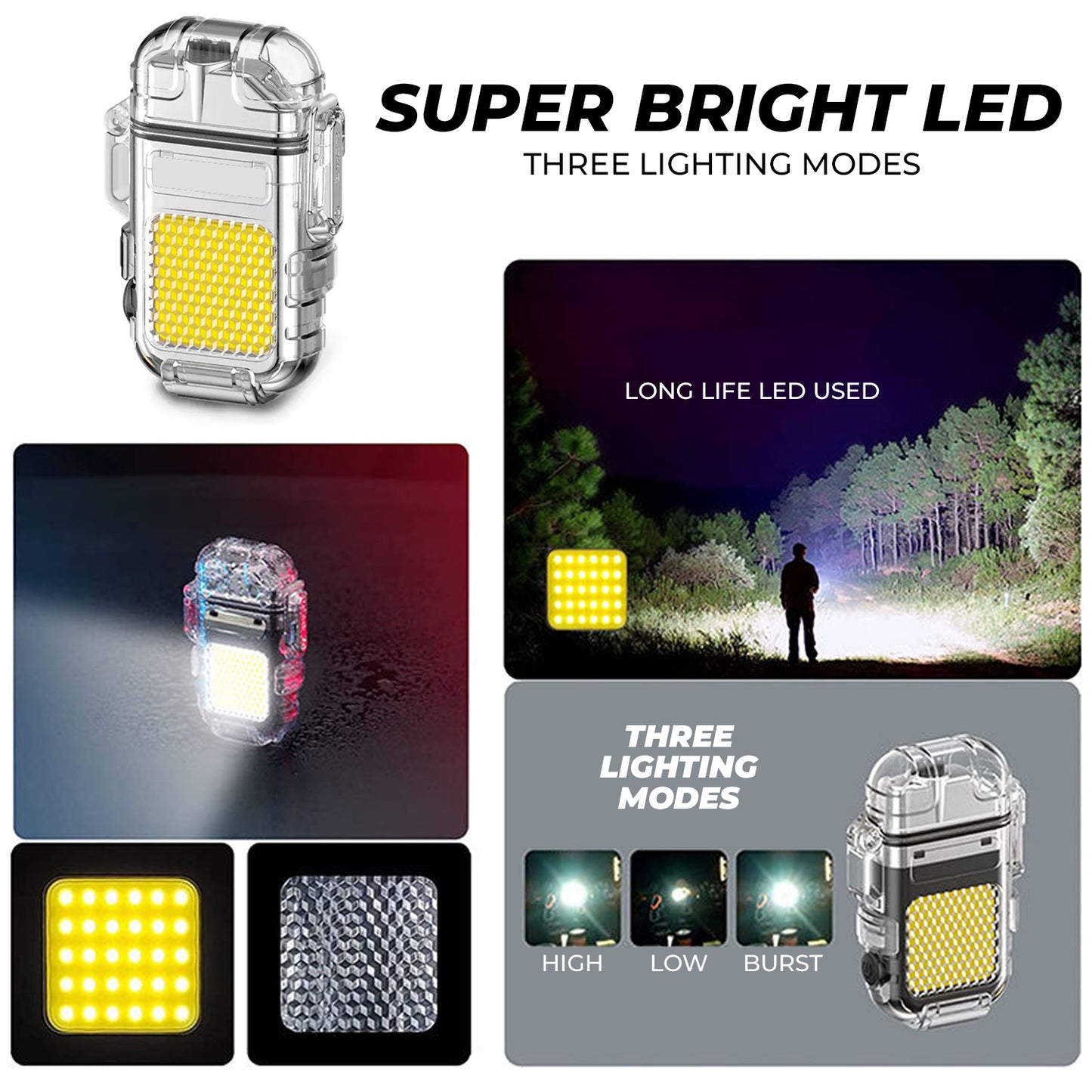 WRADER Dual Arc Plasma Lighter USB rechargeable Waterproof Transparent Shell