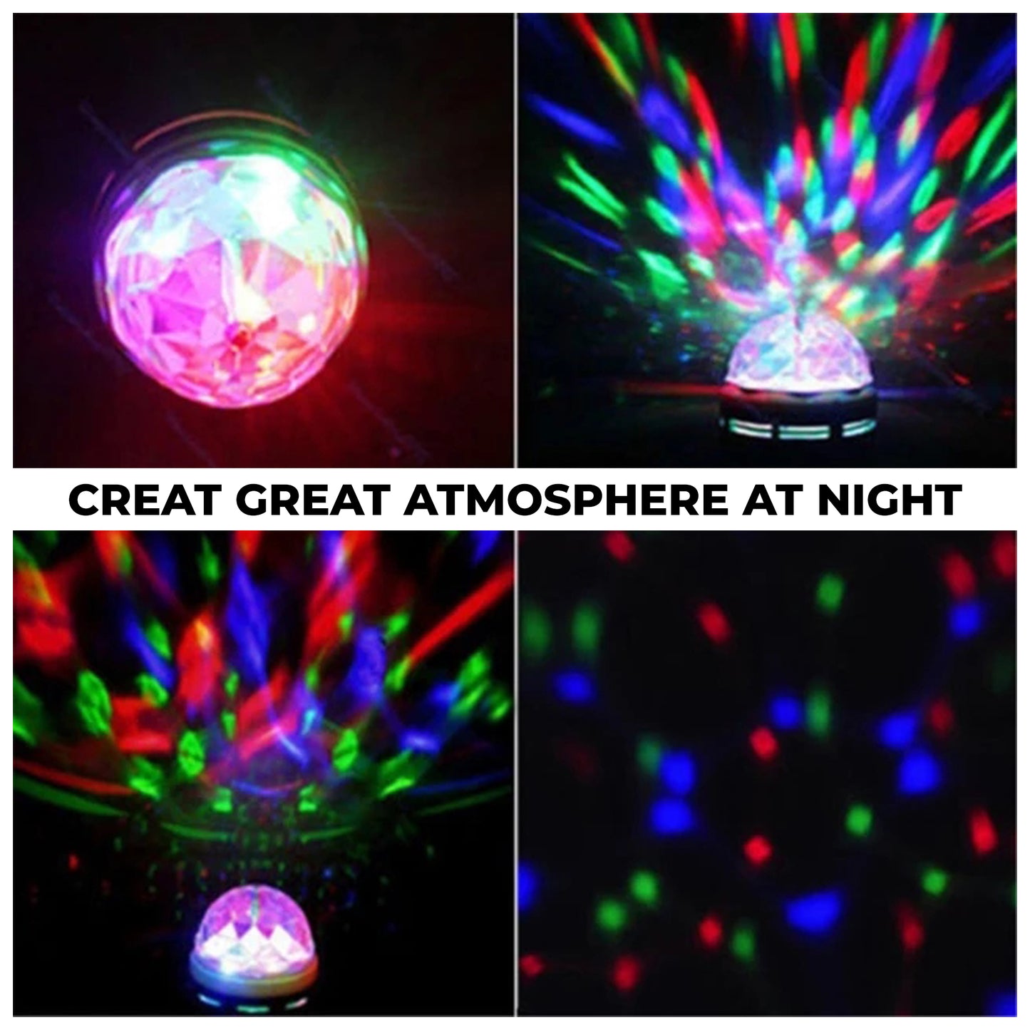 WRADER Small Mini DISCO DJ Projection Bulb for Room Party Stage and Diwali Single Disco Ball