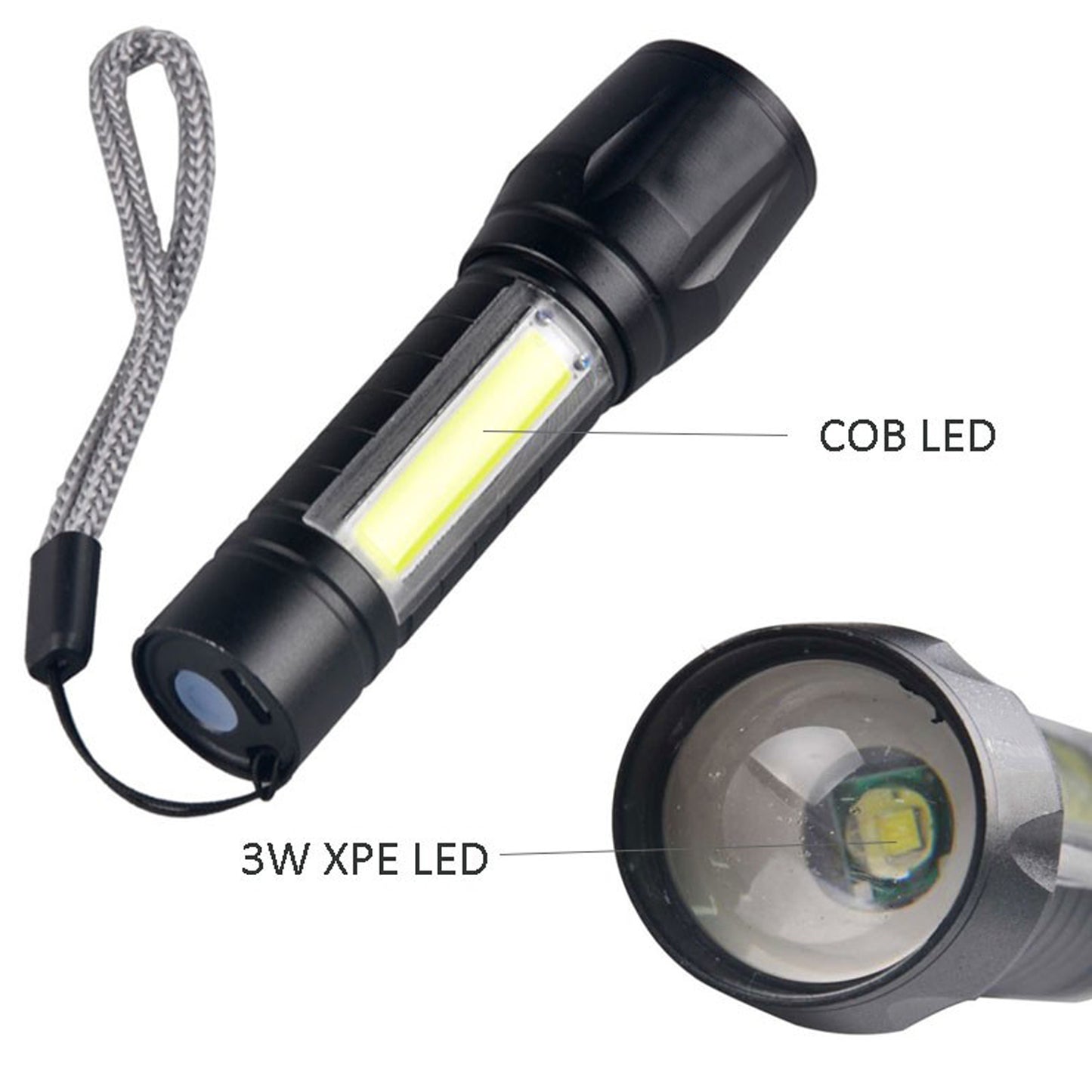 WRADER USB LED Torch Light Rechargeable flashlight