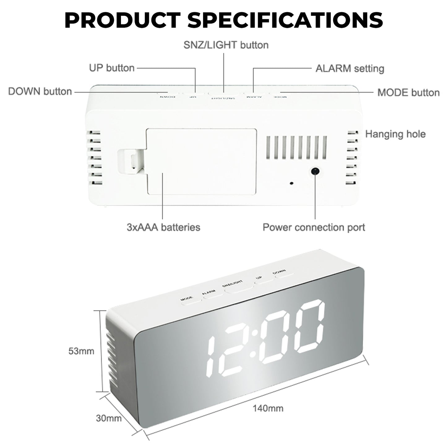 WRADER LED Digital Alarm Clock
