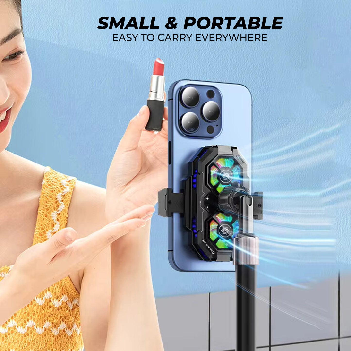 WRADER SL22 Mobile Cooling Gaming Fan for All Smartphones Android & iPhone Game Long Filming Mobile Gaming Cooling Pad (Black)