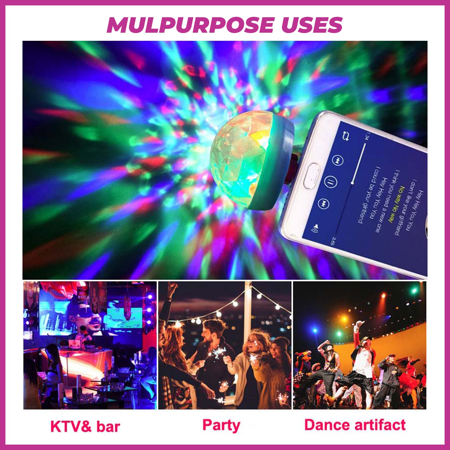 WRADER Upgraded Quality USB Disco Light LED Disco Projection Light for Home Bedroom Single Disco Ball