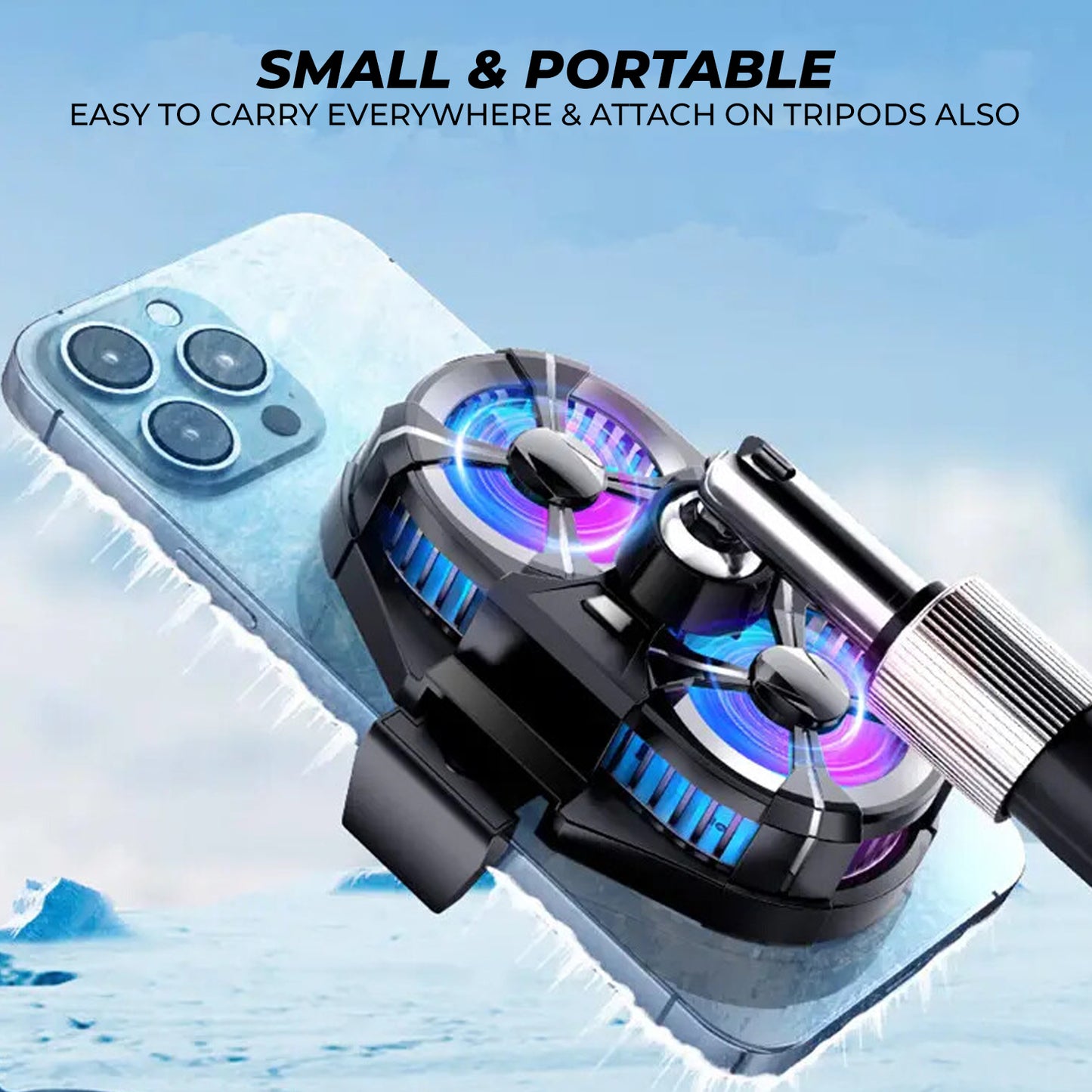 WRADER SL07 Mobile Cooler Fan for Gaming Android & iPhone Compatible Cooling Fan For Game Long Filming Cooling Pad (Black)