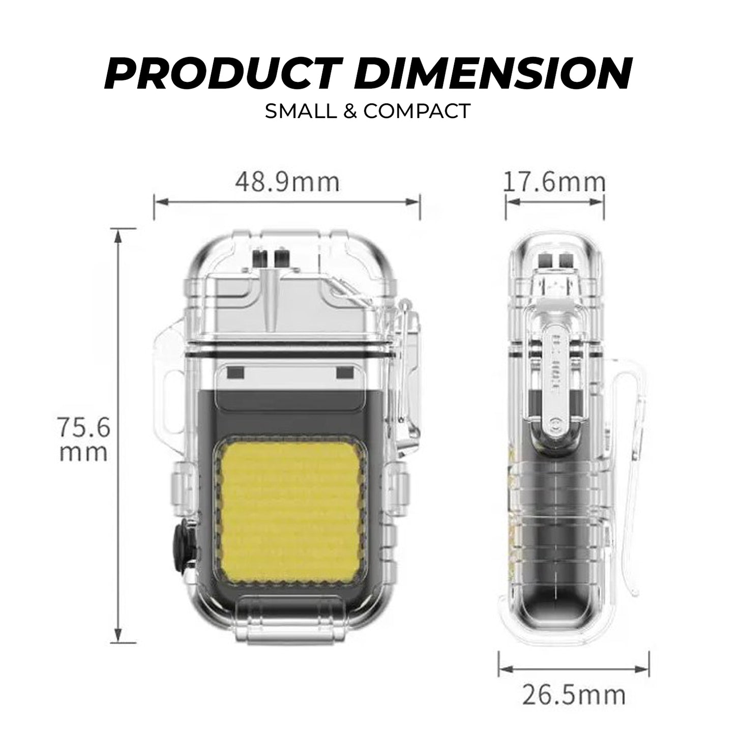 WRADER Dual Arc Plasma Lighter USB rechargeable Waterproof Transparent Shell