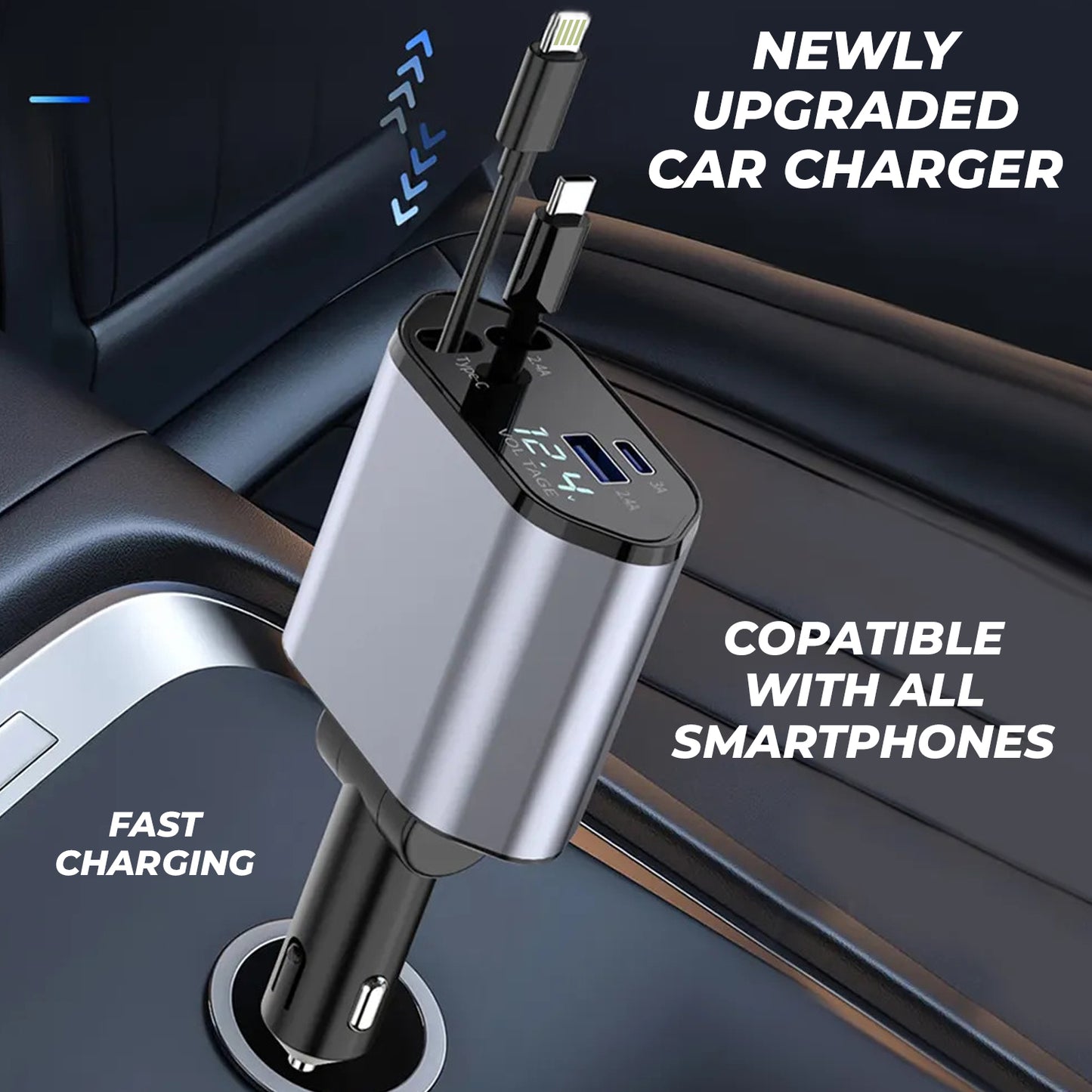 WRADER 3 Amp Qualcomm Certified Turbo Car Charger For All Cars