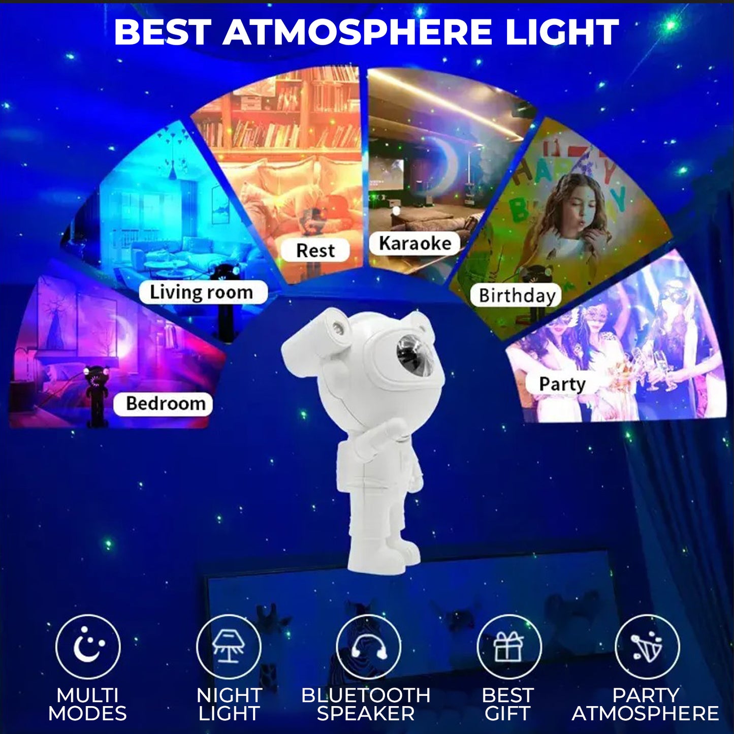 WRADER Galaxy Star Lamp with Speaker Nebula Astronaut Lamp for Kids Starry Moon Light Night Lamp