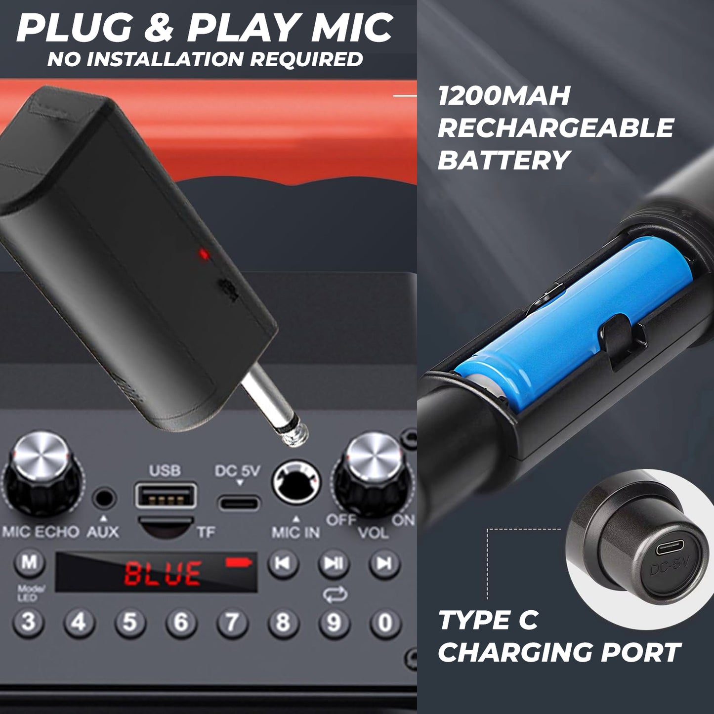 WRADER Professional Dynamic Wireless Karaoke Mic for Speech Stage Party Singing Public Speaking Microphone