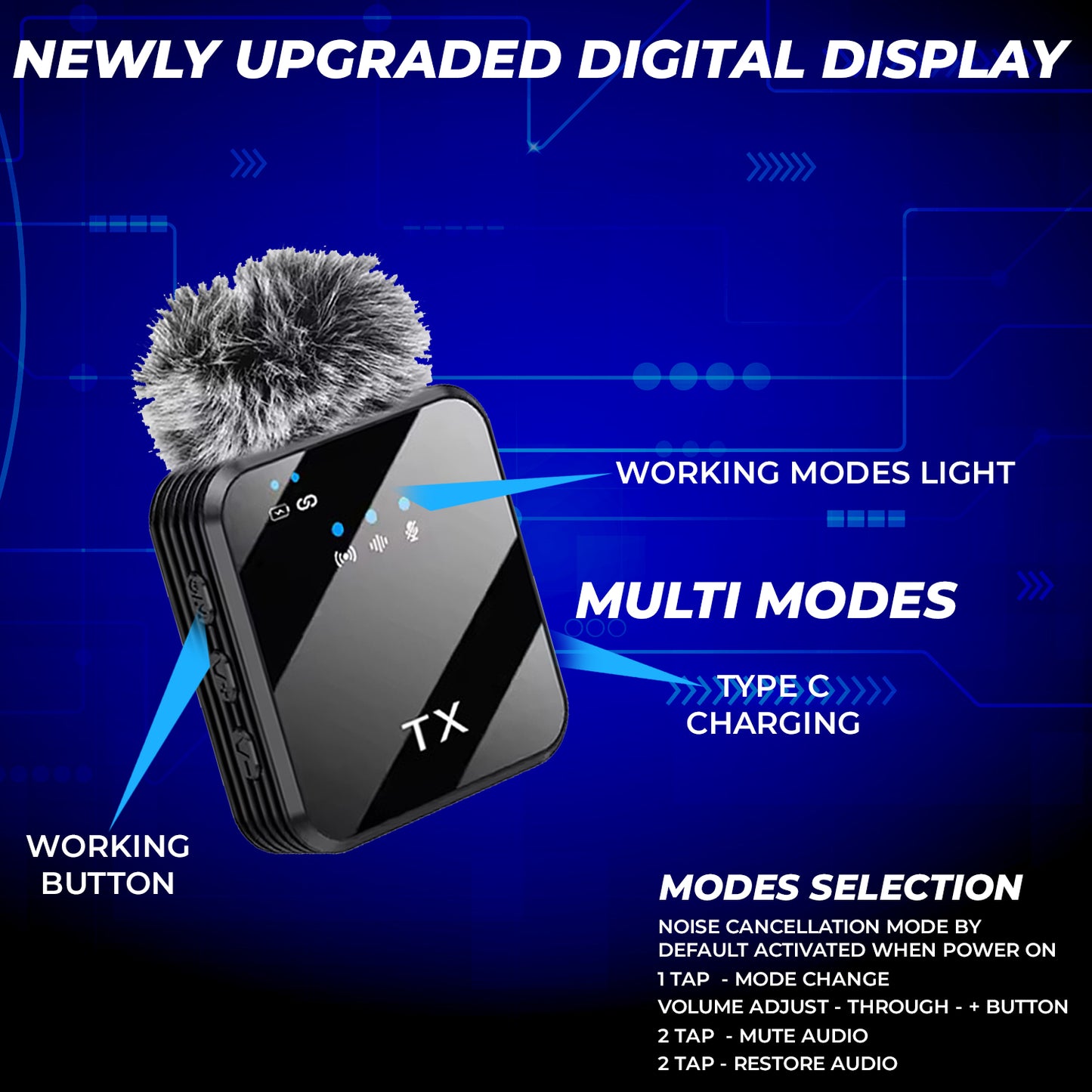 WRADER Wireless Mic with Noise Reduction for Cameras, PC, Laptops, Mobiles, GoPro, DSLR Microphone