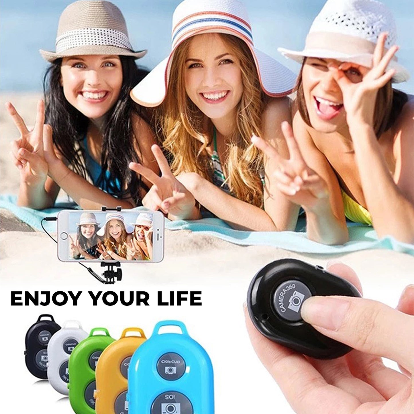 WRADER Wireless Bluetooth Remote Shutter Button for Photos and Selfie for Android & iOS Phone Camera Remote Control (Black)