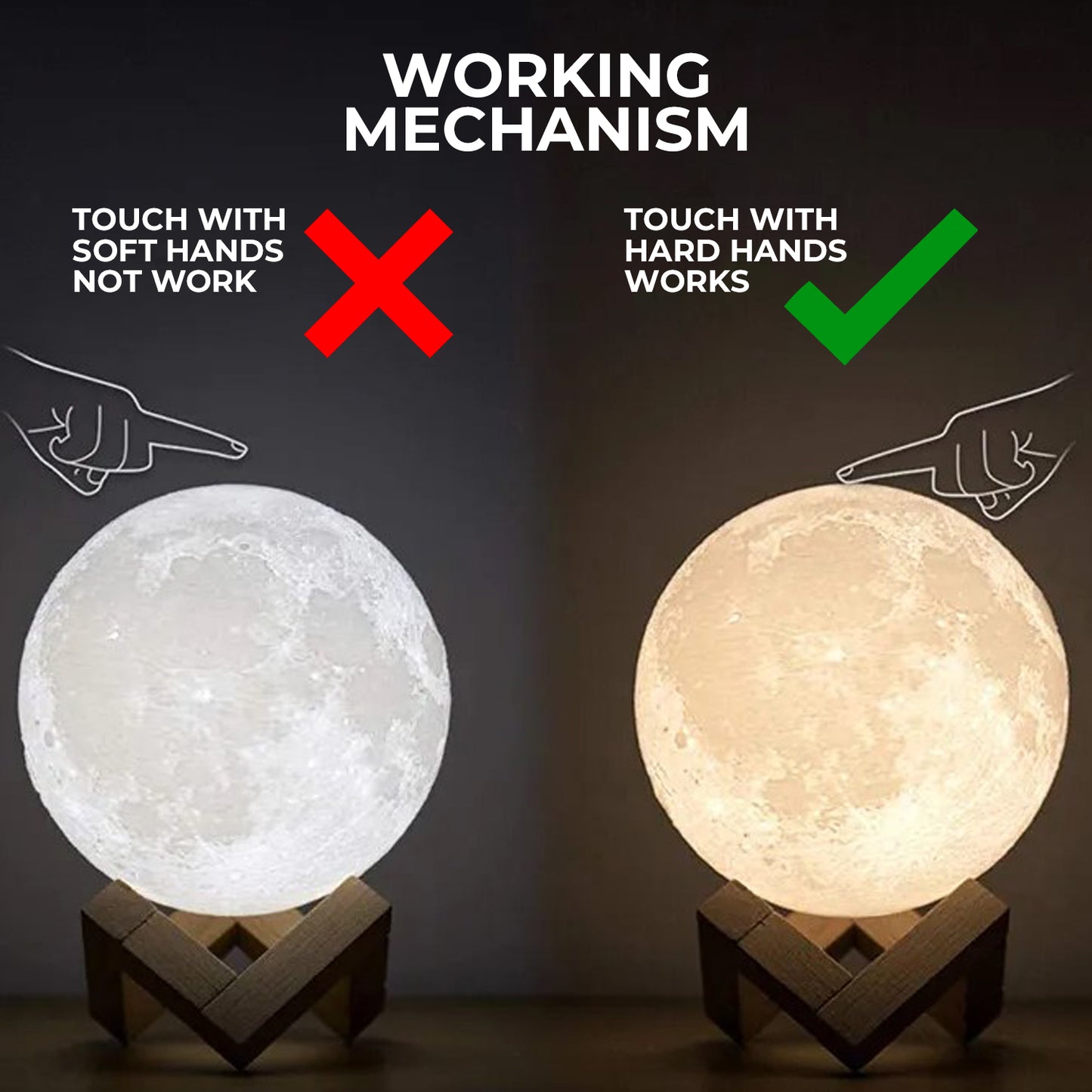 WRADER 3D Moon Lamp Night Moon Lamp with 7 Colors Light Glowing Modes Moon Light Night Lamp (15cm, Off-White)