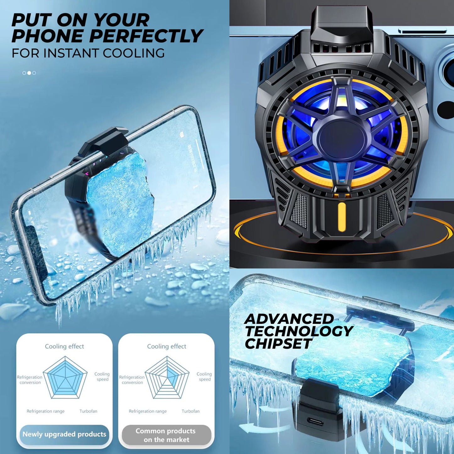 WRADER SL01 RGB Gaming Mobile Phone Cooler for iPhone & Android Mobiles Mobile AC Cooler