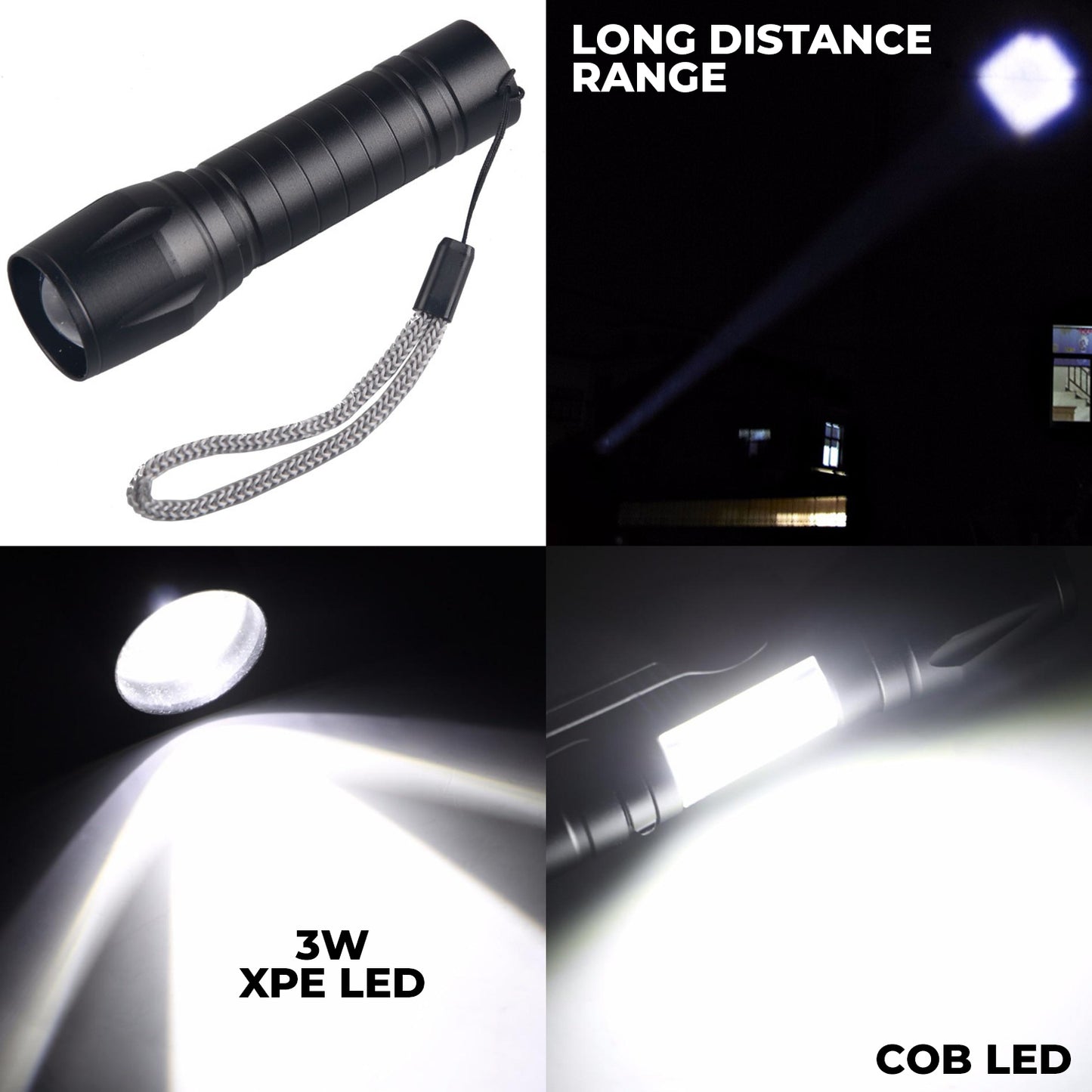 WRADER USB LED Torch Light Rechargeable flashlight