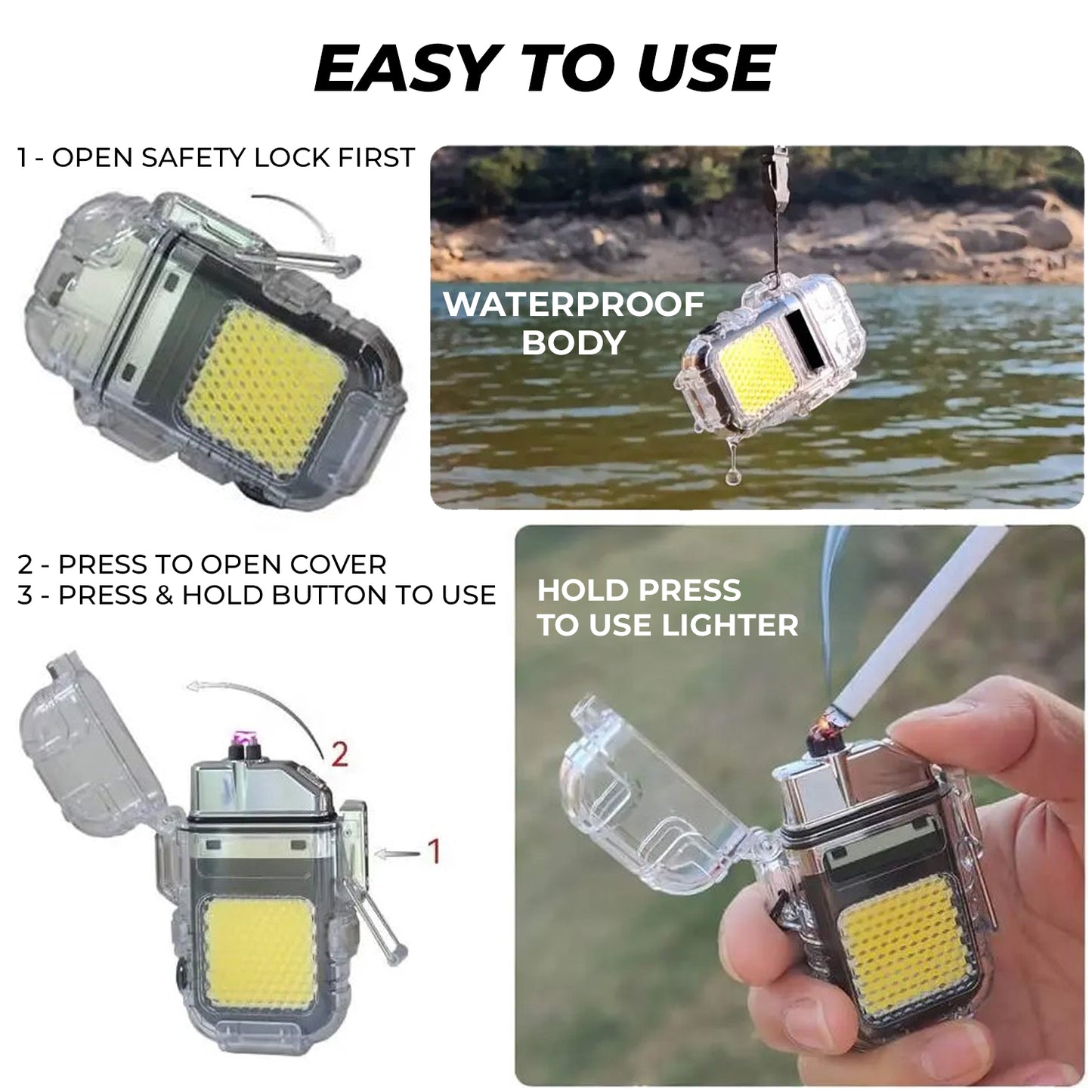 WRADER Dual Arc Plasma Lighter USB rechargeable Waterproof Transparent Shell