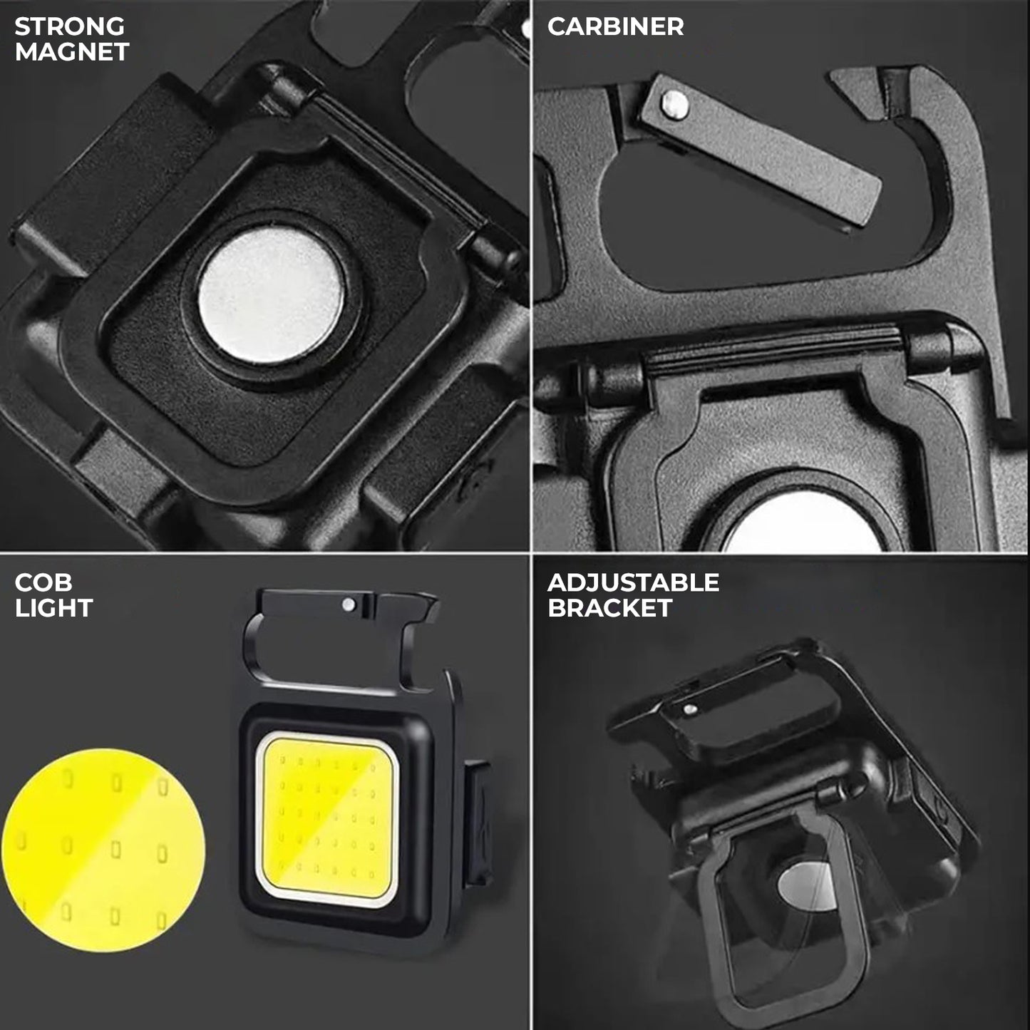 WRADER USB Rechargeable Keychain Torch Light Pocket COB Torch Light with 3 Working Mode 4 hrs Torch Emergency Light